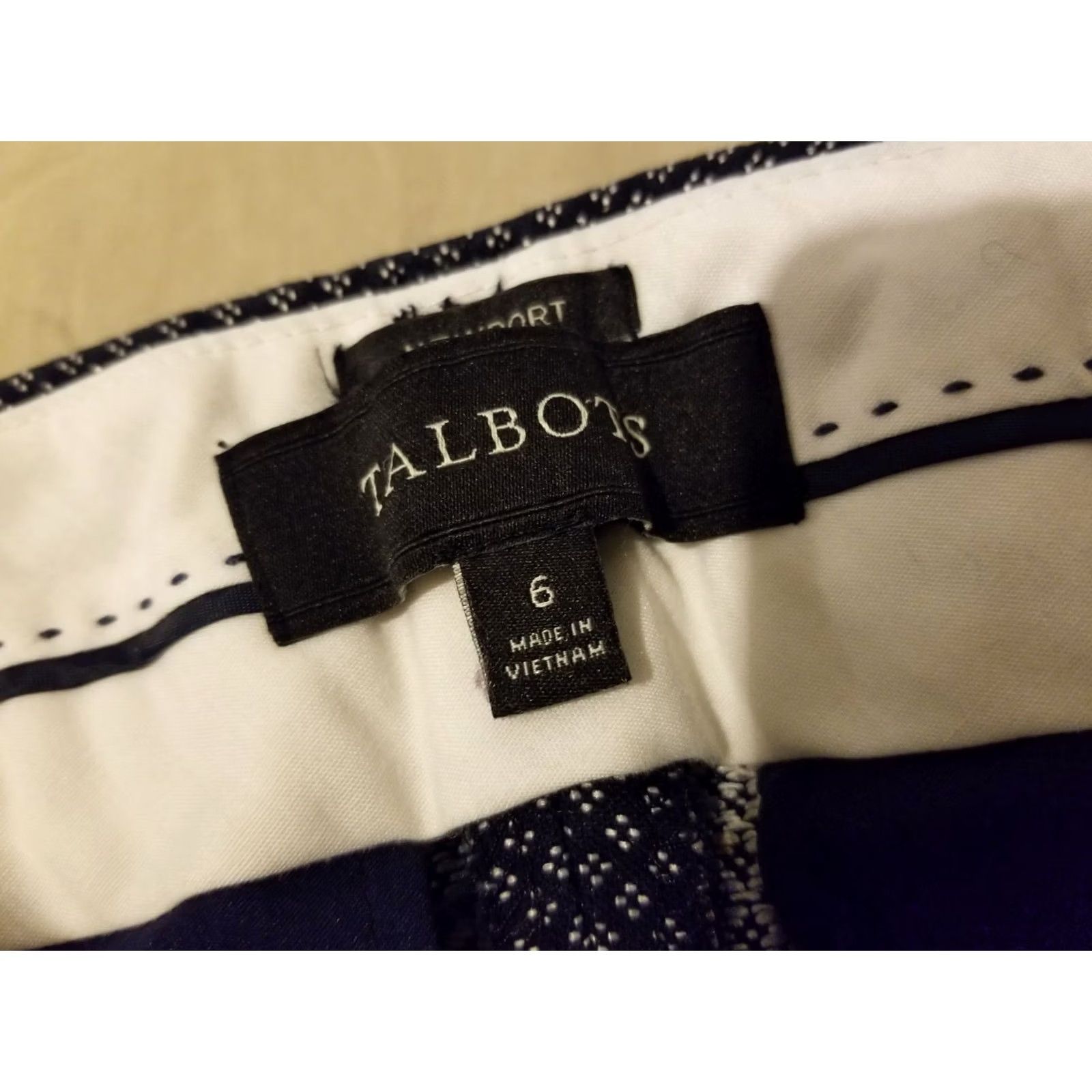 Talbots Womens Talbots Dress Pants 6 Navy Blue Cotton Chino Trouser Stretch Khaki Slack Size 28" / US 6 / IT 42 - 4 Thumbnail