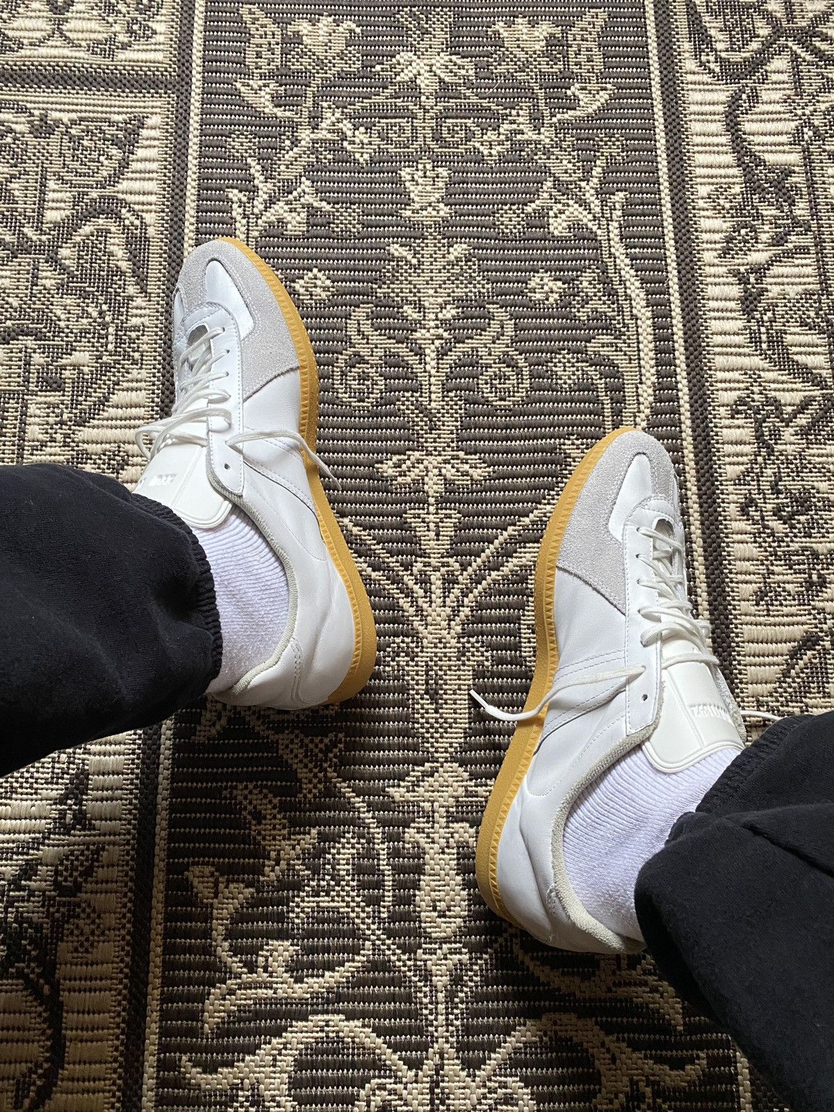 image of Vintage Bw Sport Bundeswehr German Army Leather Trainers Shoes in White, Men's (Size 12)