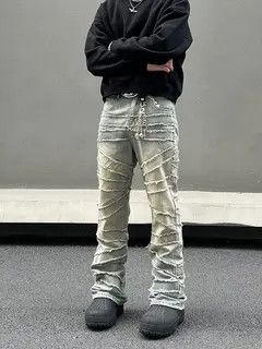 VIBE Embroidery Stacked Flare Denim Jeans Size US 34 / EU 50 - 7 Thumbnail