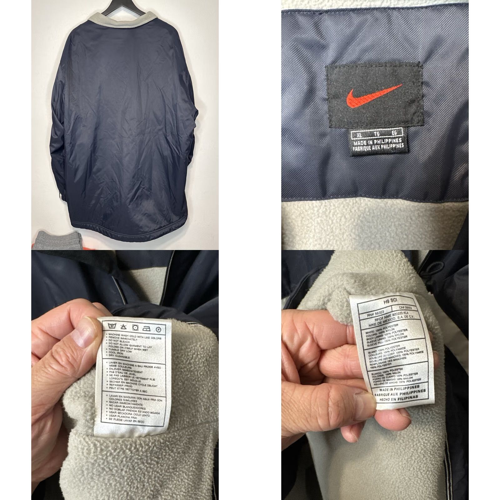 Nike VINTAGE Nike Jacket Fleece Lined Navy Full Zip XL Mens 80s 90s Y2K Size US XL / EU 56 / 4 - 9 Thumbnail