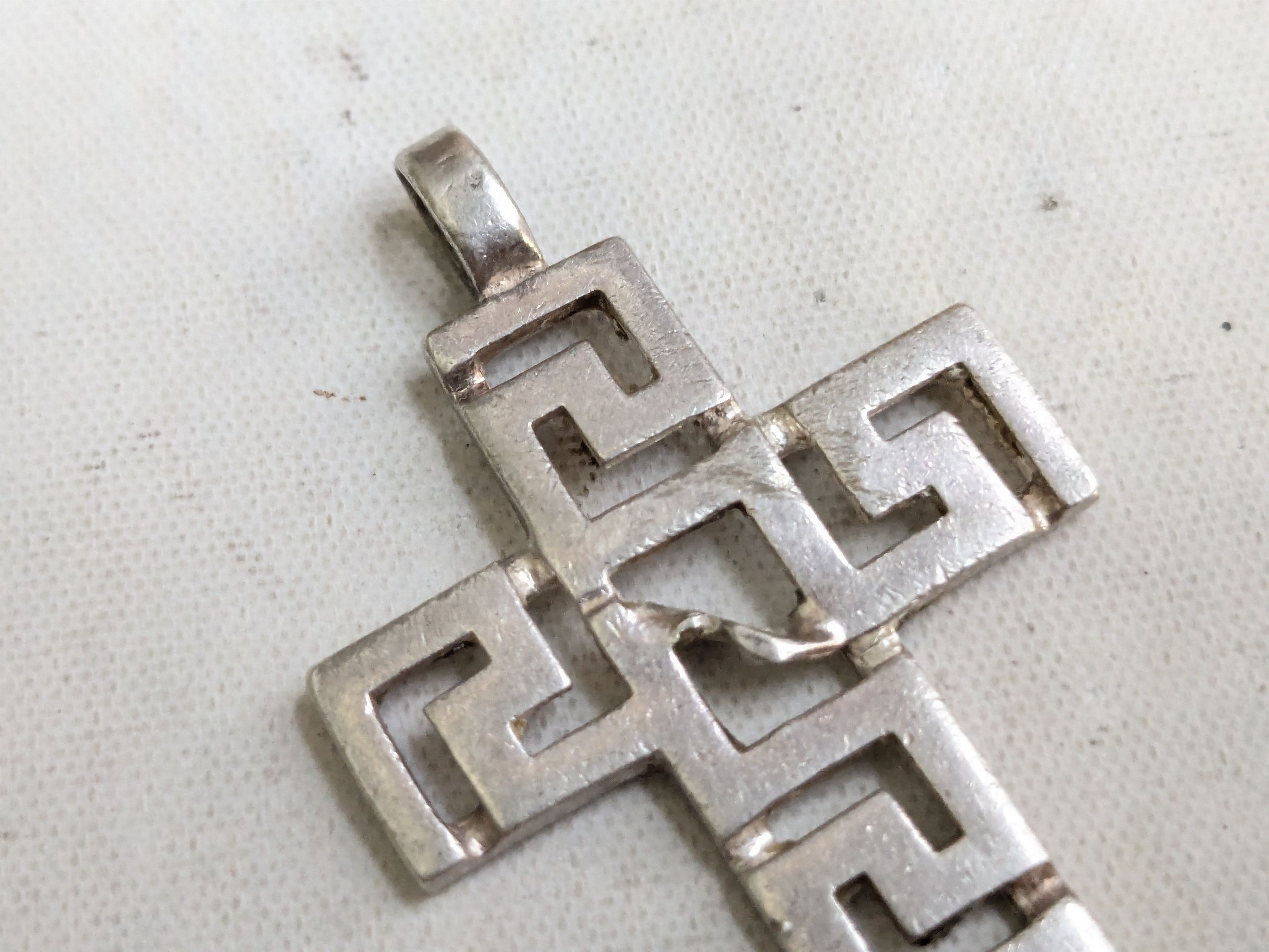 Jewelry Vintage Sterling Silver Cross Pendant Meandros Greek Key Size ONE SIZE - 3 Thumbnail