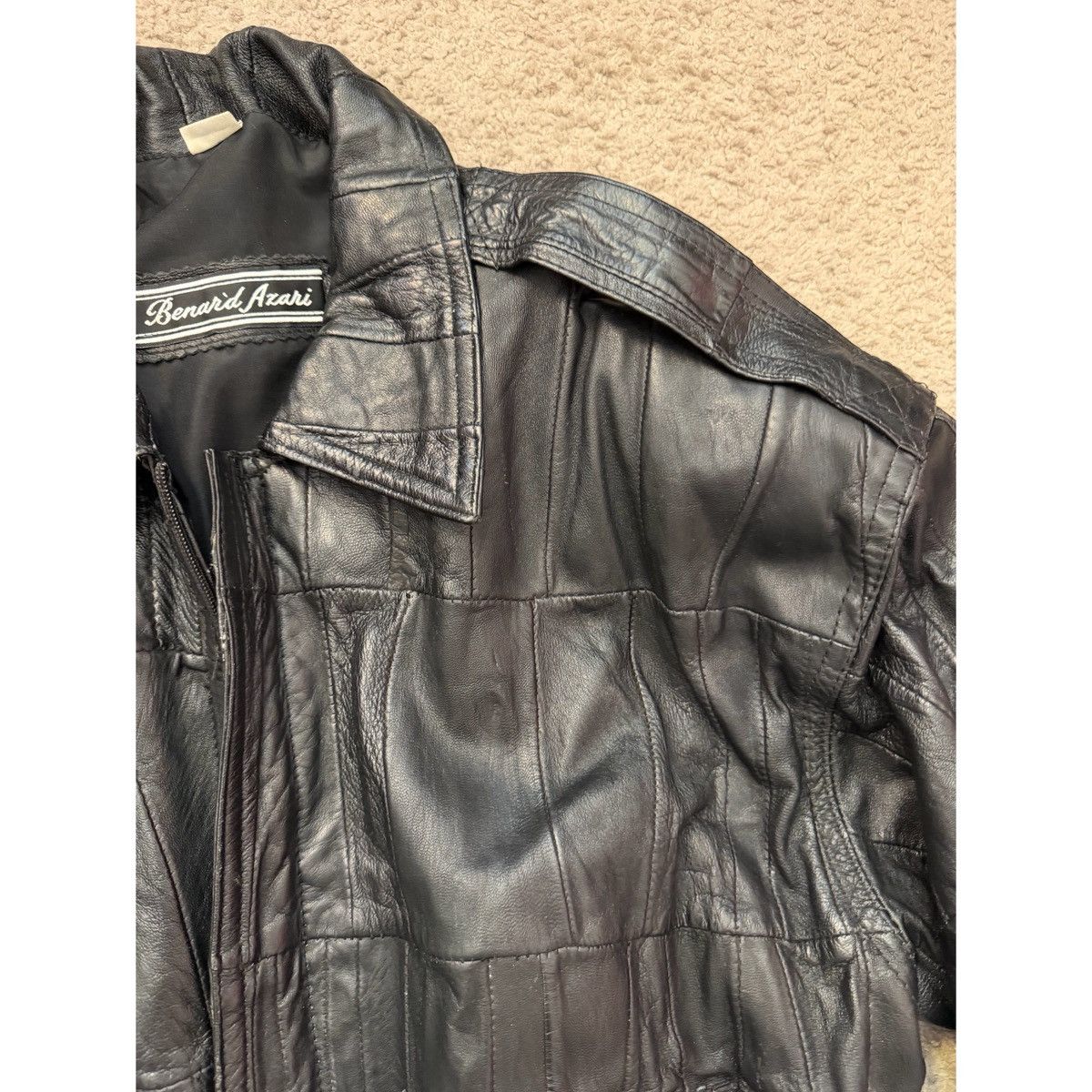 Vintage VINTAGE BLACK PATCHWORK BOMBER LEATHER JACKET Size US M / EU 48-50 / 2 - 18 Thumbnail