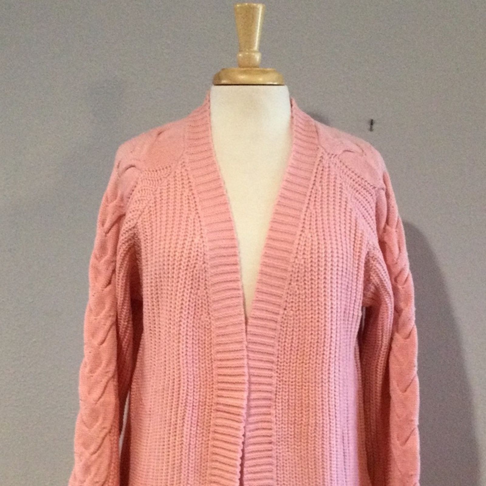 Other Unbranded Pink Acrylic Knit Oversized Cardigan Sweater Small Size S / US 4 / IT 40 - 2 Thumbnail
