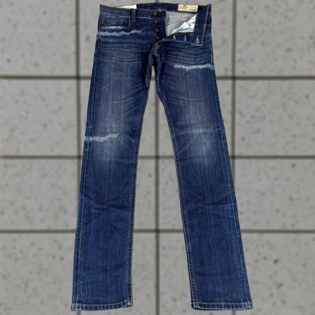 Diesel Jeans Mens 31x33 Blue Slim Carrot Tepphar-X Distressed Stretch Button Fly, Men's