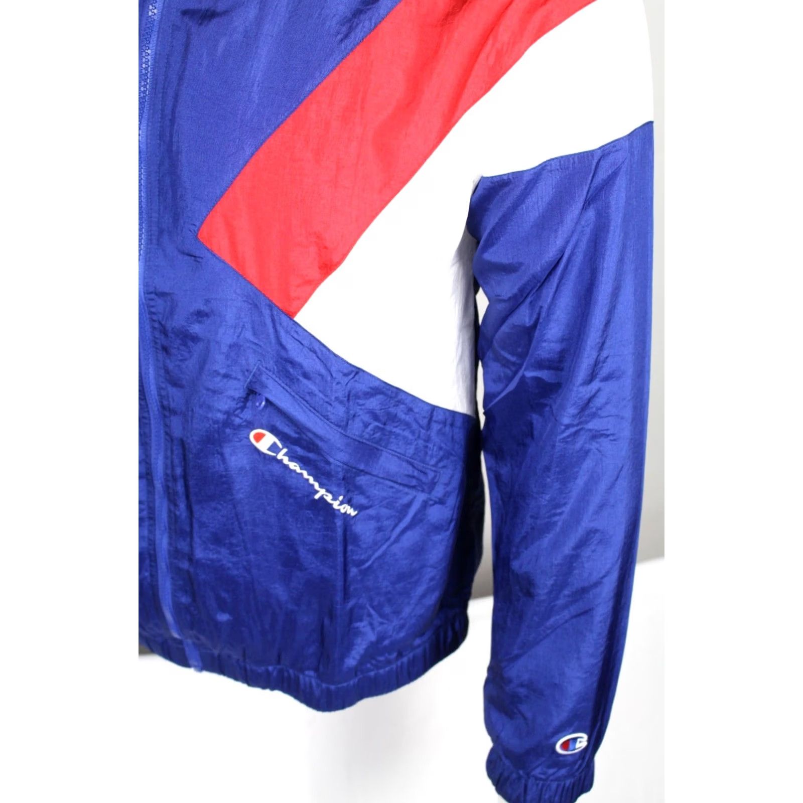 Champion Champion Men's Retro Nylon Warm Up Jacket Full Zip M Blue /Red/White Size US M / EU 48-50 / 2 - 3 Thumbnail
