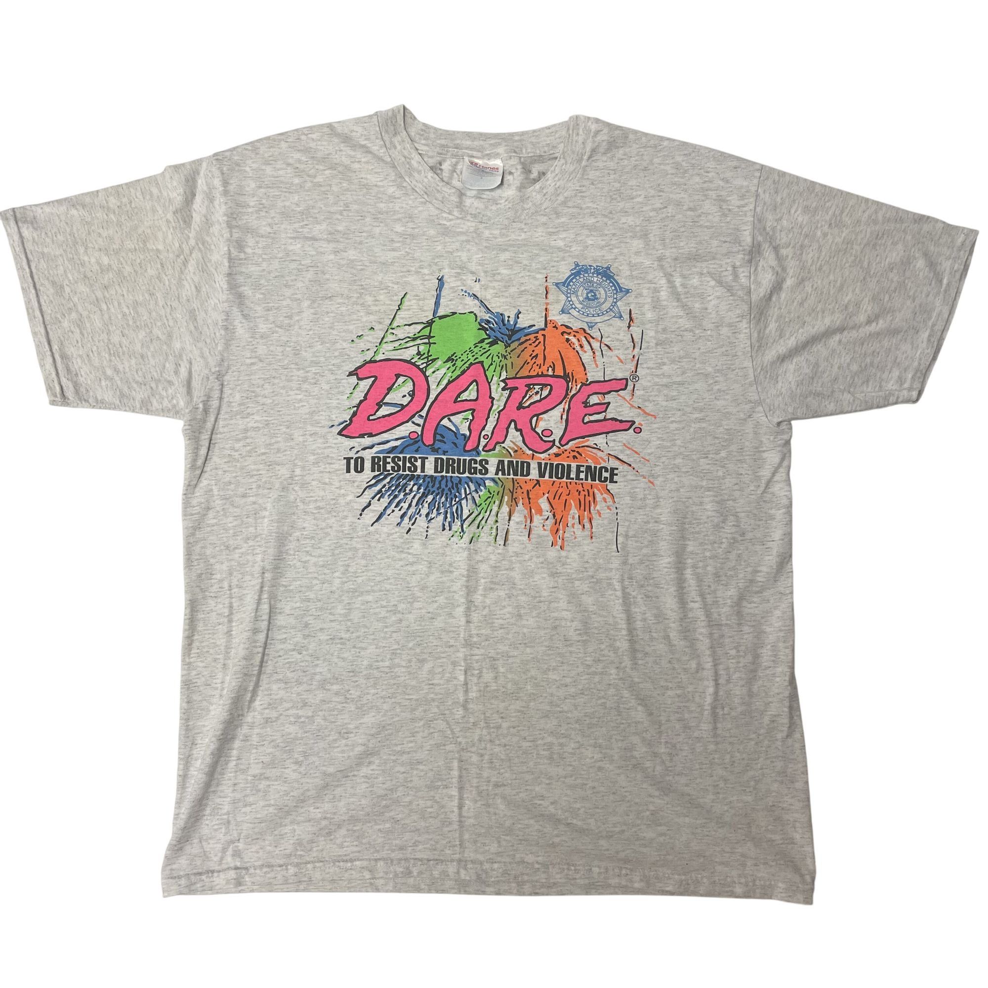 Hanes Vtg HEATHER NEON DARE to Resist DRUGS & VIOLENCE T Shirt Size US L / EU 52-54 / 3 - 4 Thumbnail