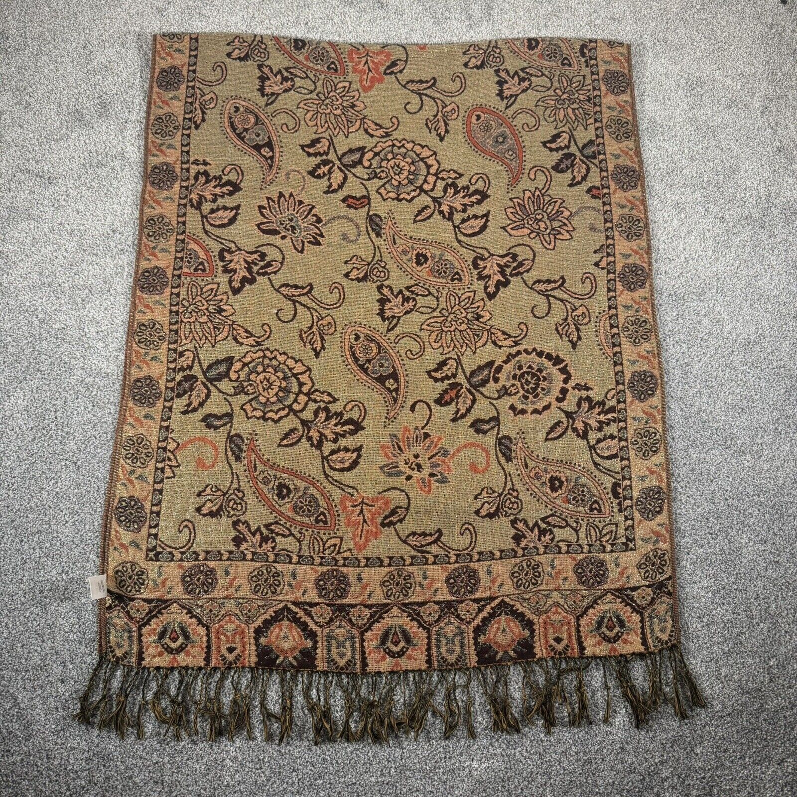 Other Paisley Floral Scarf Red Multicolor Fringe Sparkly Elegant Size ONE SIZE - 4 Thumbnail