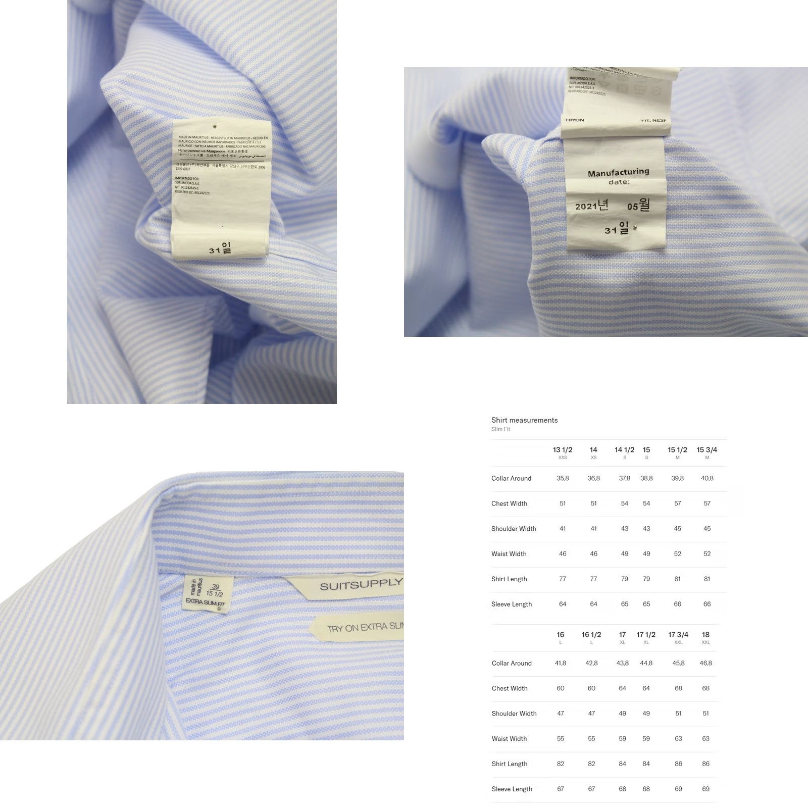 Suitsupply SUITSUPPLY Shirt Men's 39 / 15 1/2 Pinstriped Try On Extra Slim Fit Formal Size 40R - 8 Thumbnail
