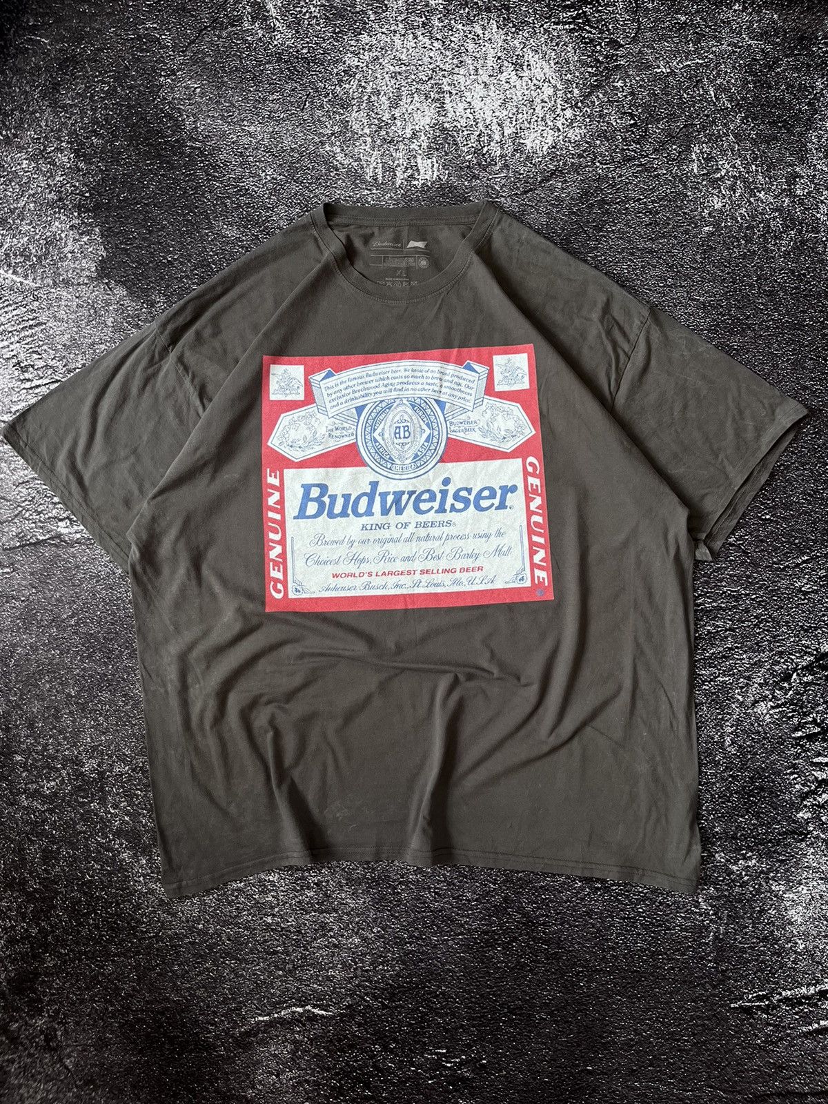 Budweiser Crazy Vintage Y2K Budweiser Beer Washed Grey Tee Shirt Size US XL / EU 56 / 4 - 1 Thumbnail