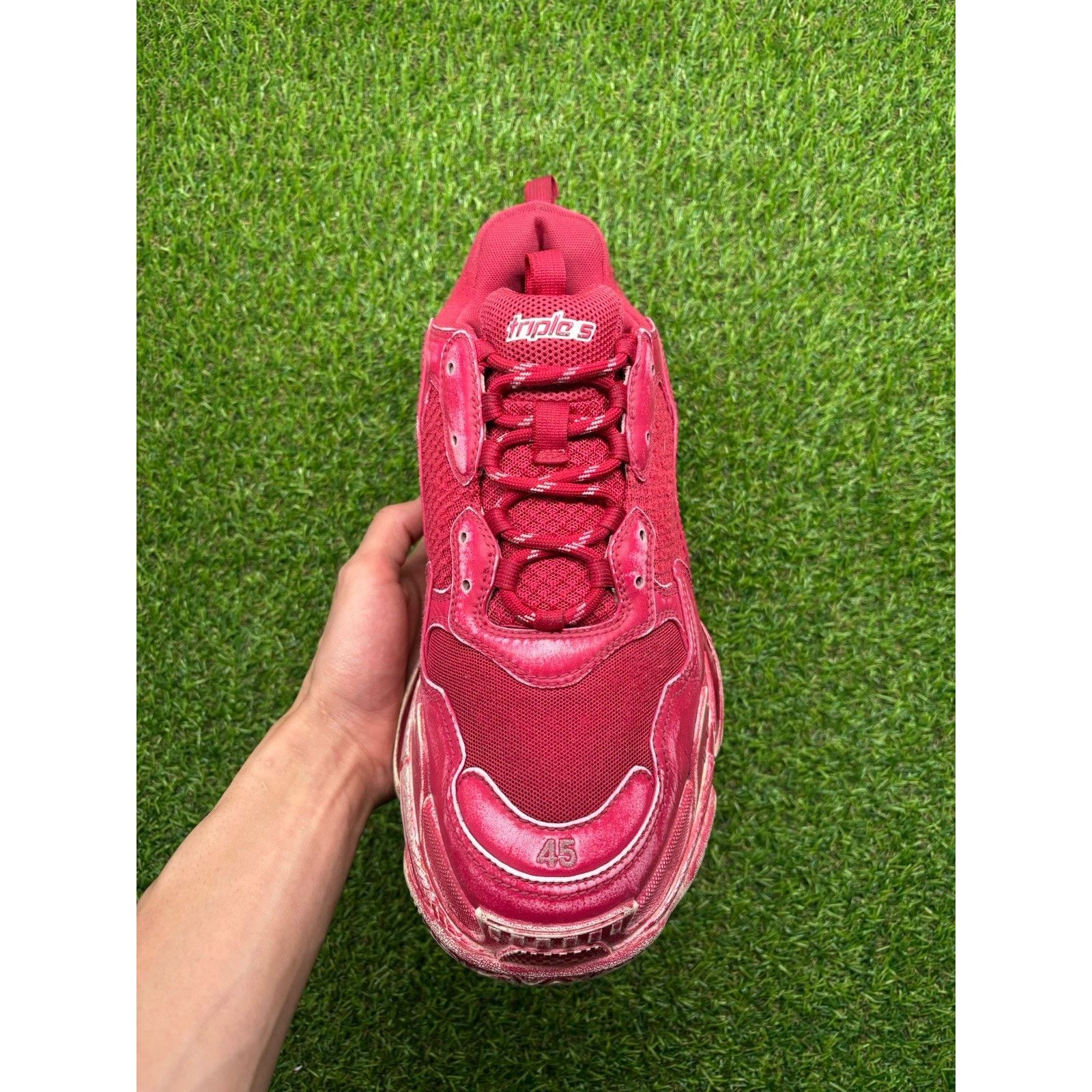 Balenciaga Balenciaga Triple S ' Dark Red ' Size US 12 / EU 45 - 12 Thumbnail