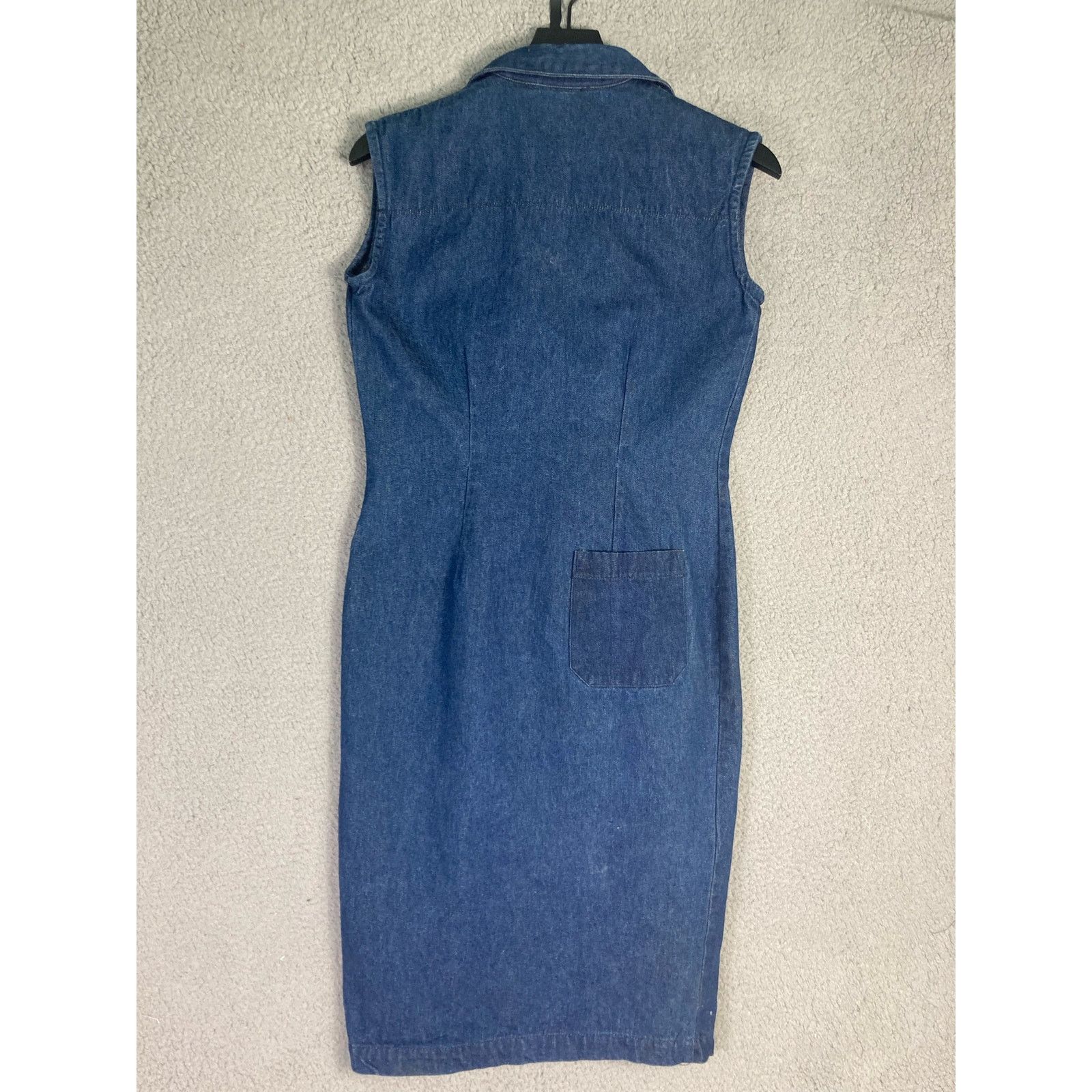 Esprit Vintage Denim Dress Women's 8 Blue Knee Length Sleeveless Size M / US 6-8 / IT 42-44 - 6 Thumbnail