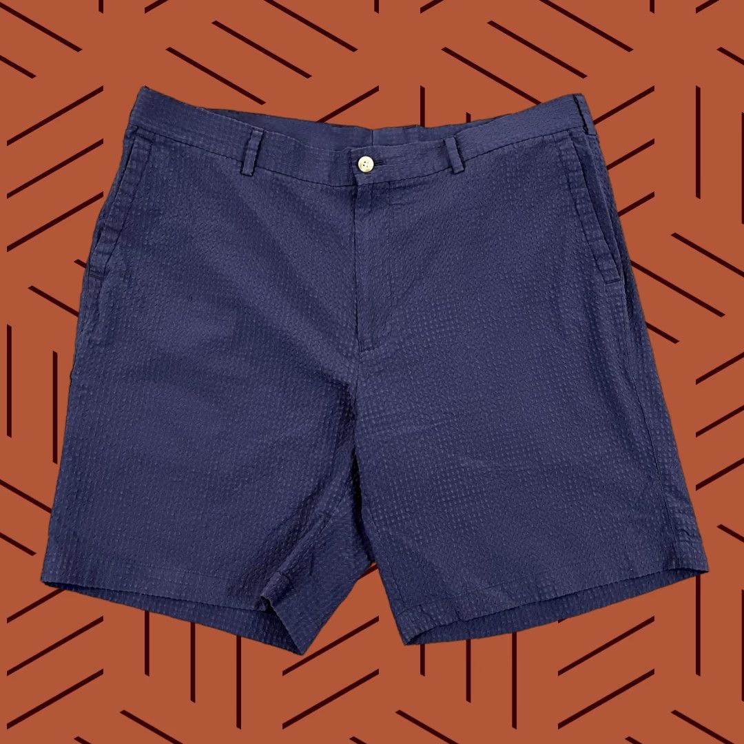 Peter Millar PETER MILLAR Shorts Mens 38 Chino Blue 8" Inseam Textured Golf Performance Crown Logo 5-Pocket Zipper Regular Stretch Breathable Size US 38 / EU 54 - 1 Thumbnail