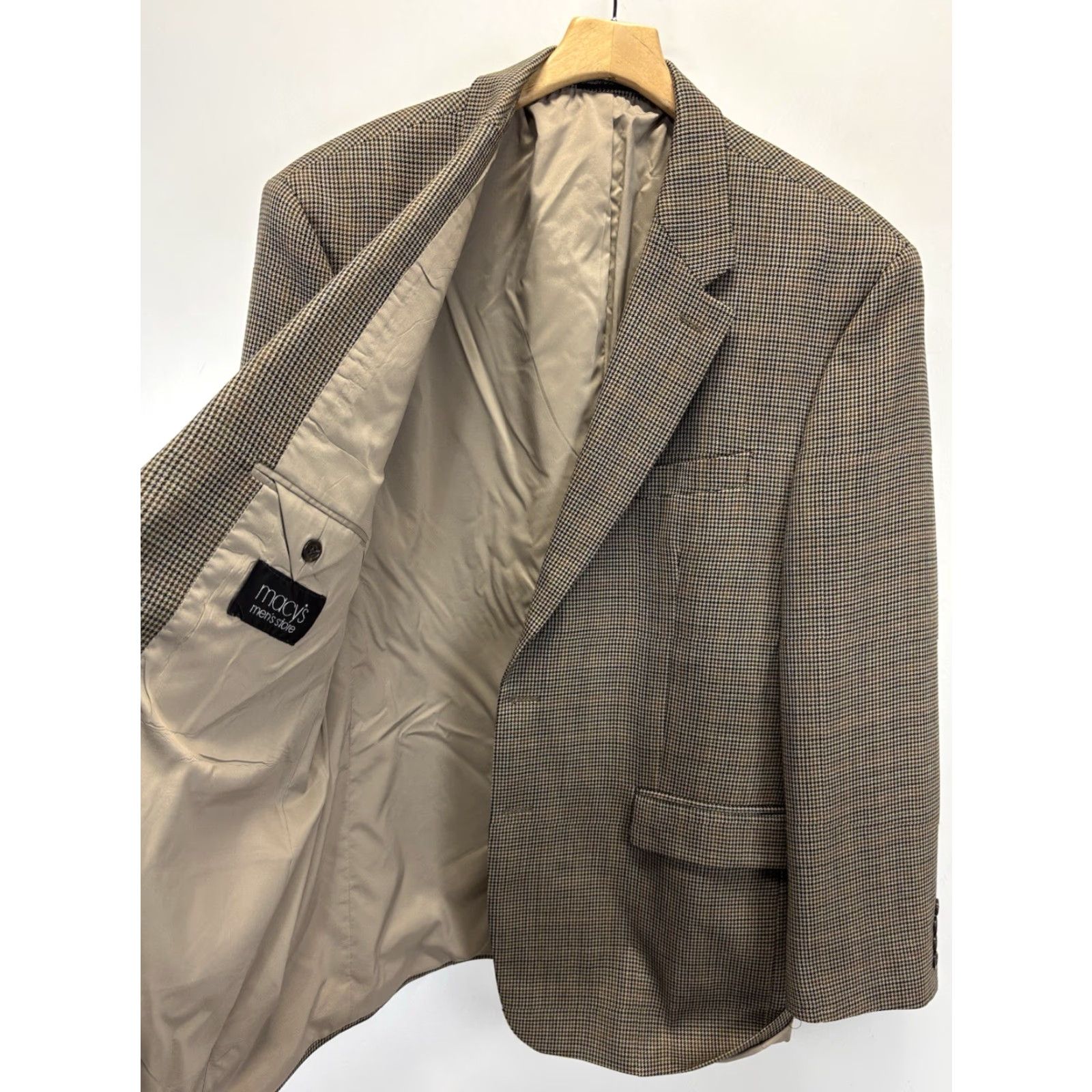 Ralph Lauren VINTAGE Lauren Ralph Lauren Wool Blazer Sport Coat Blazer Men’s 46R Brown Mini Houndstooth Plaid Check Regular Coat/Blazer Mens Size 46R - 6 Thumbnail