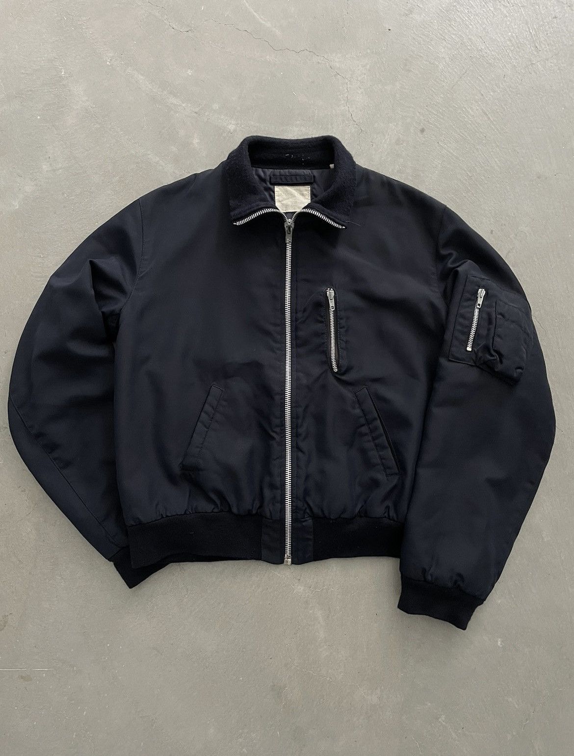 image of Helmut Lang 1998 Ballistic Polyamide Ma-1 Bomber Jacket in Navy, Men's (Size Medium)