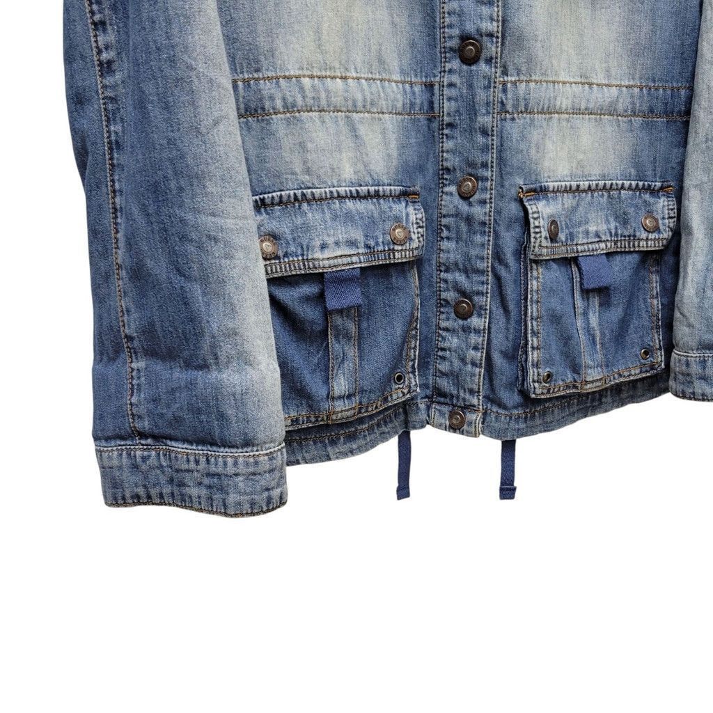 Guess GUESS Women's Denim Cargo Roll-Tab Long-Sleeves Jacket Small Size S / US 4 / IT 40 - 6 Thumbnail