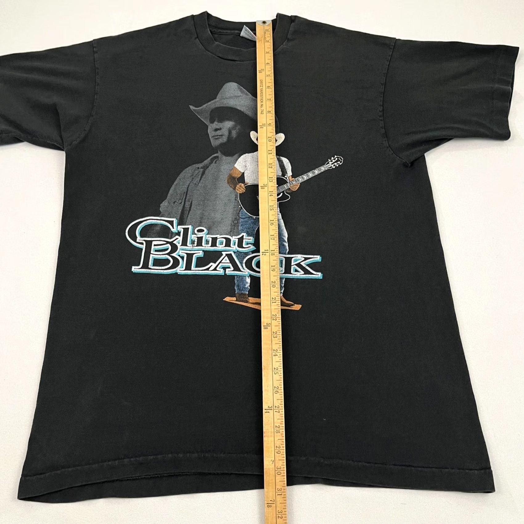 Fruit Of The Loom VTG 90s Clint Black Shirt Mens XL Faded Black Country Music Tee Single Stitch Shirt Graphic Print Cotton Crew Neck Short Sleeve Size US XL / EU 56 / 4 - 5 Thumbnail