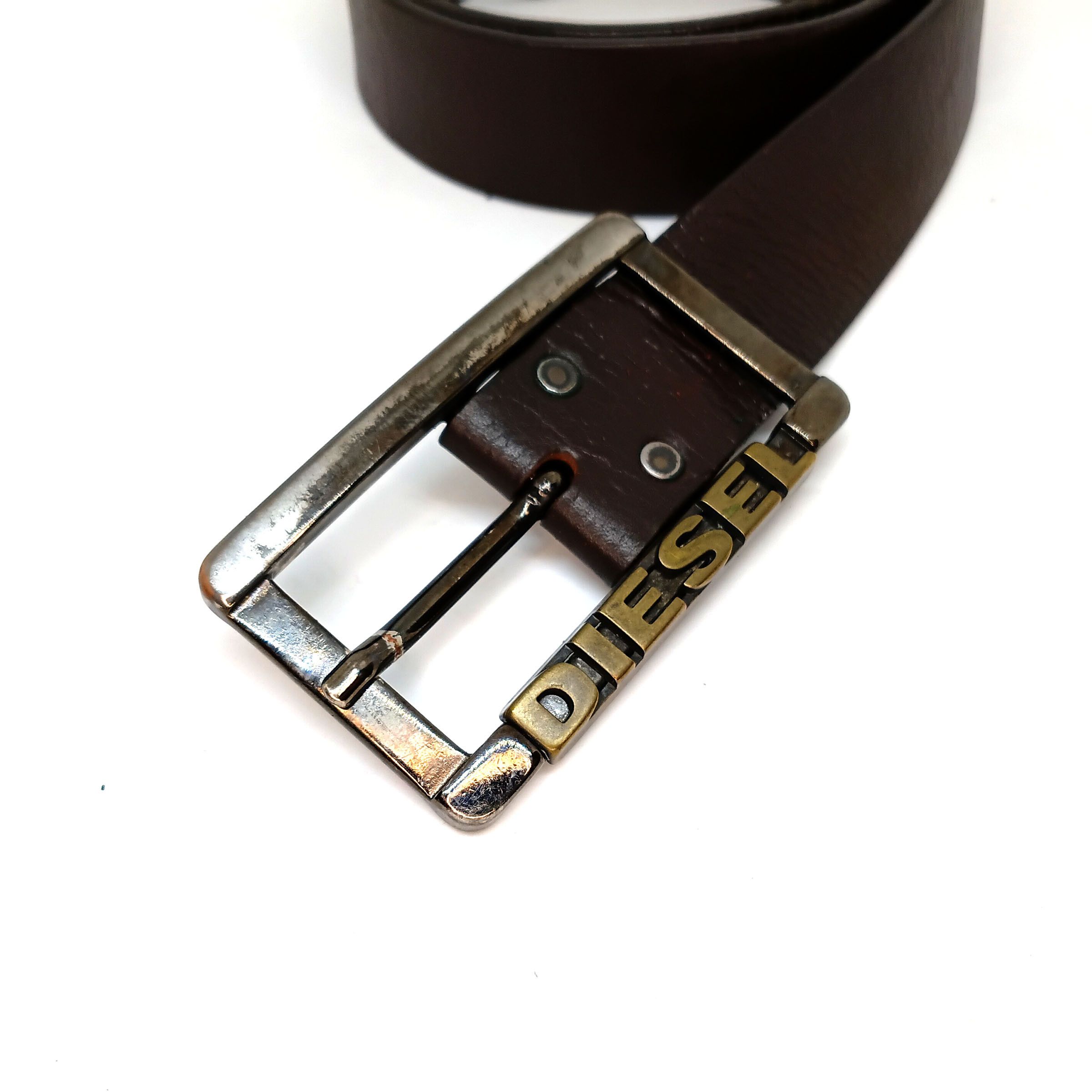 Diesel Diesel Brown Leather Belt with Large Buckle Size 36 - 2 Thumbnail