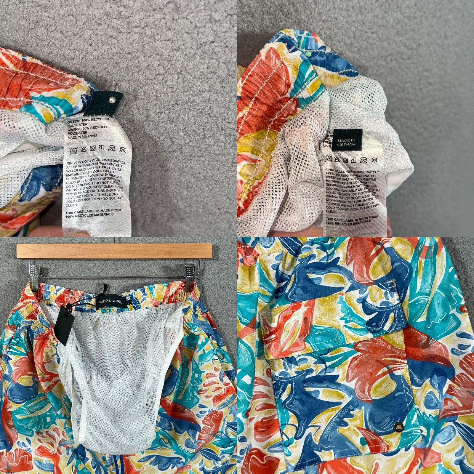 Rodd & Gunn Rodd & Gunn Swim Trunks Mens L Multicolor MT Wellington 6.3" Lined Shorts Trunks Beach Vacation Pockets Drawstring Elastic Waist Above-the-Knee Size US 33 - 8 Thumbnail