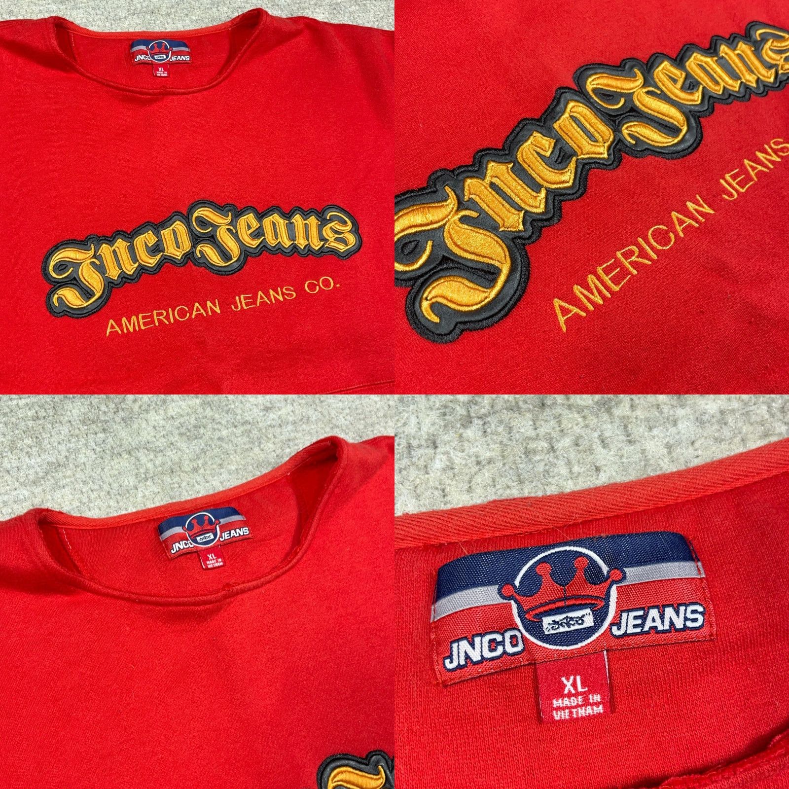 JNCO VINTAGE JNCO Sweatshirt Men XL Red Crewneck Embroidered Logo Skate 90s Hipster Retro Size US XL / EU 56 / 4 - 8 Thumbnail