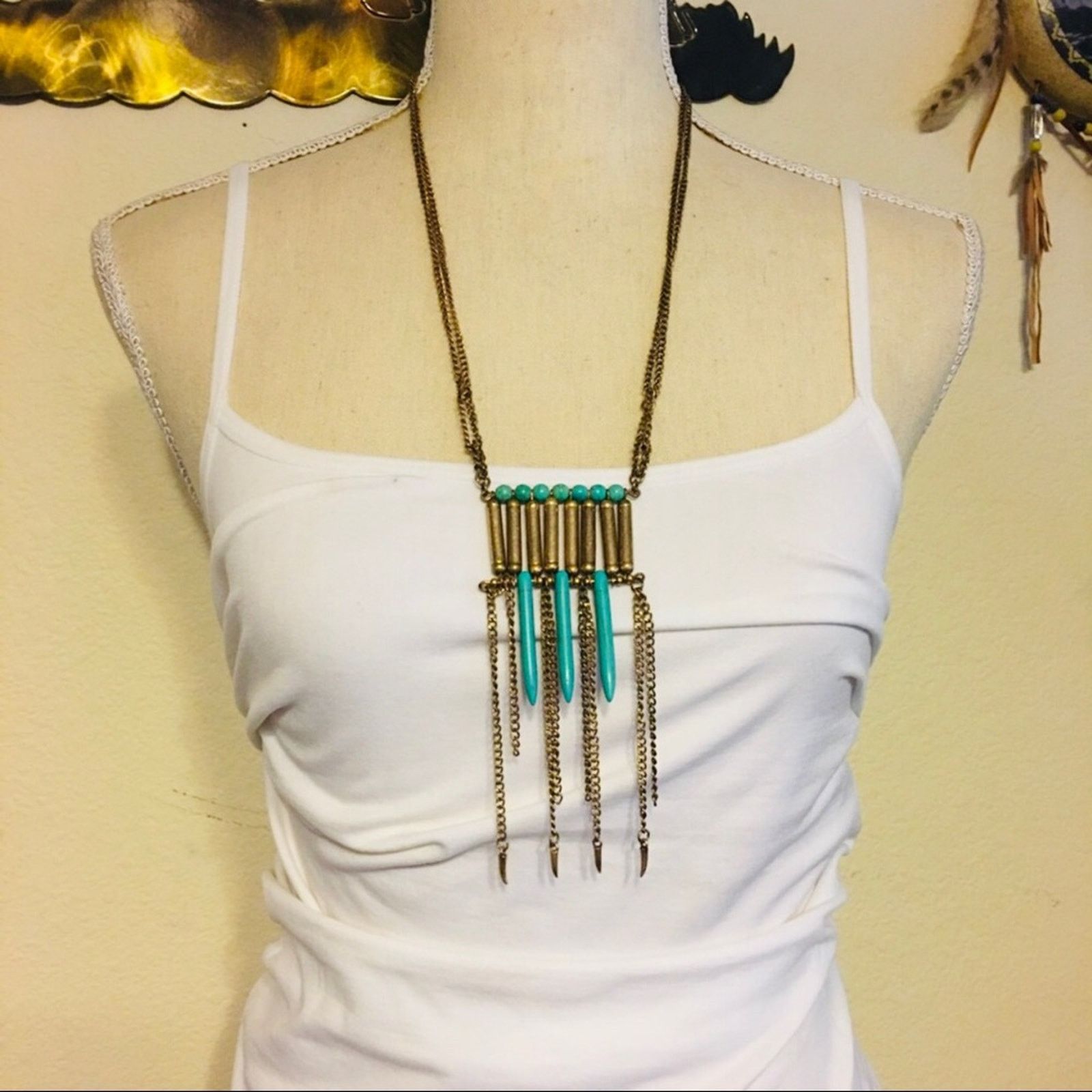 Vintage Vintage multi strand chain turquoise necklace Size ONE SIZE - 1 Thumbnail