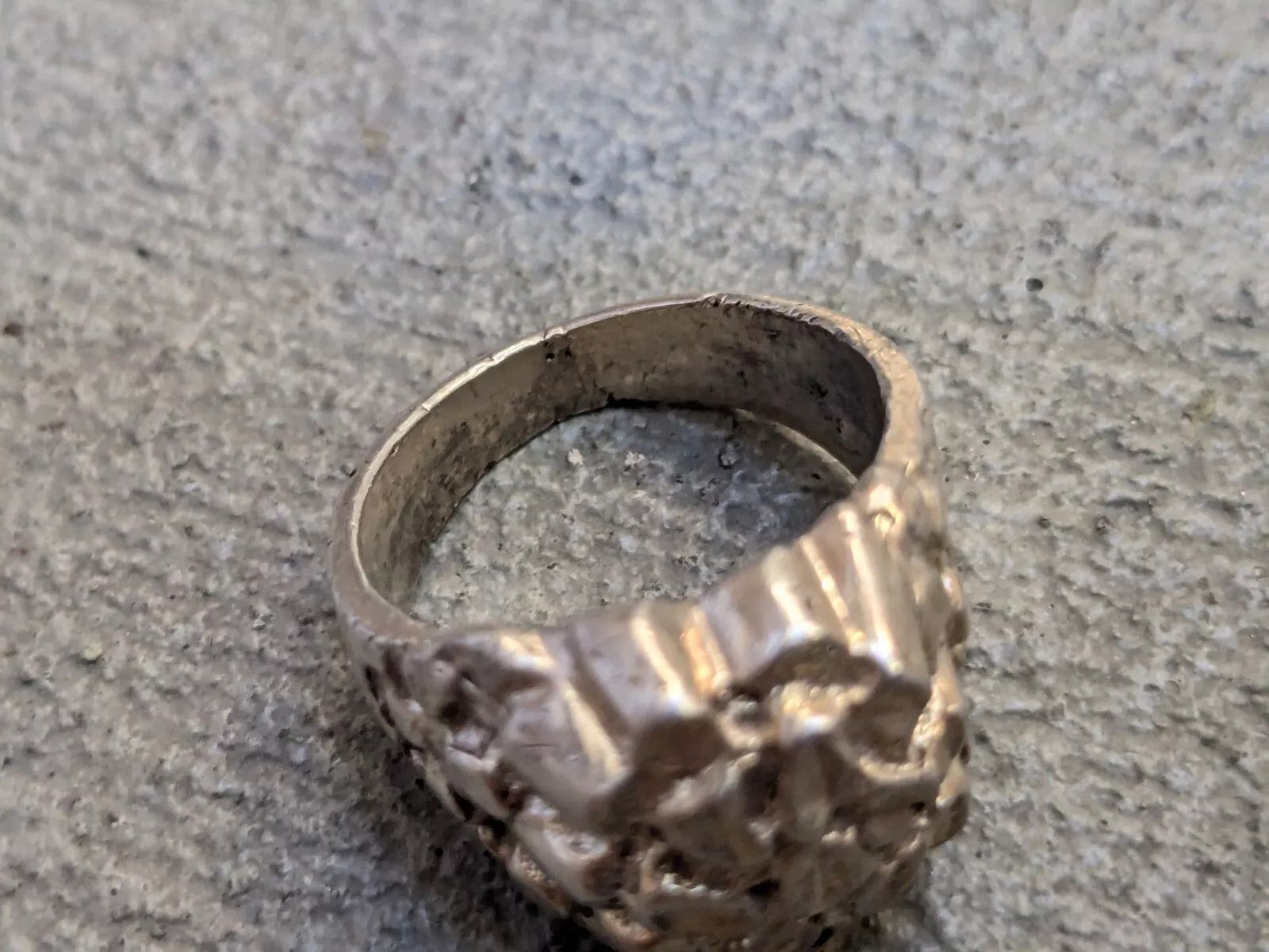Jewelry Vintage Sterling Silver Nugget 11 Modern Brutalist Dome Size ONE SIZE - 11 Thumbnail