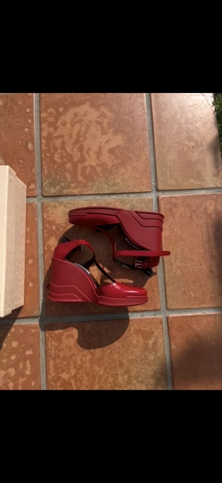 Prada Authentic Prada Burgundy Leather Platform Wedge Size US 7.5 / IT 37.5 - 3 Thumbnail