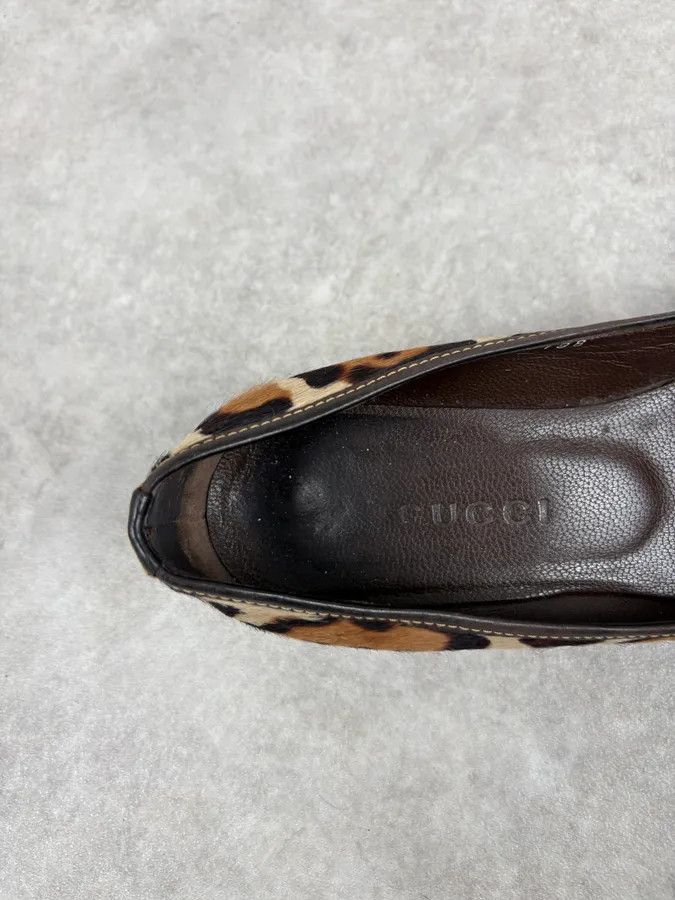 Gucci 2000s Gucci Leopard Print Pony Hair Slip On Ballet Flats Size US 7 / IT 37 - 7 Thumbnail