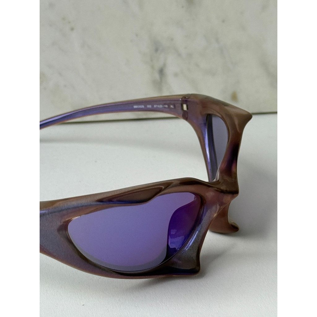 Balenciaga NEW Balenciaga BB0352S Mask Sunglasses in Violet Mirror Size ONE SIZE - 6 Thumbnail