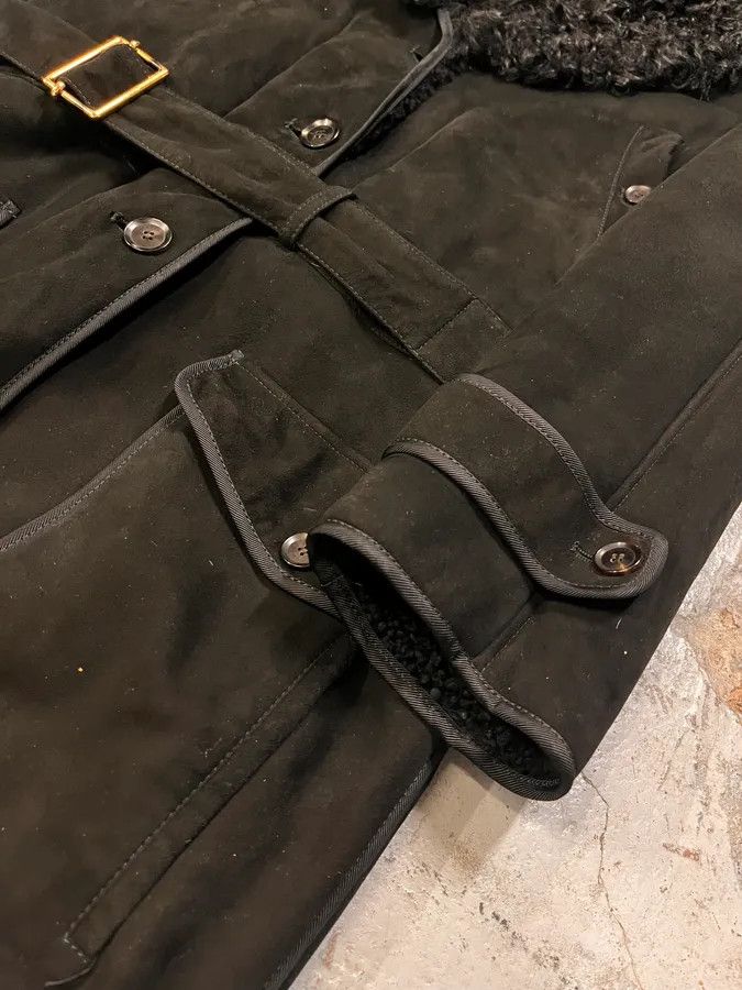 Gucci 2000s Gucci Black Shearling Leather Belted Trench Coat Size XS / US 0-2 / IT 36-38 - 7 Thumbnail