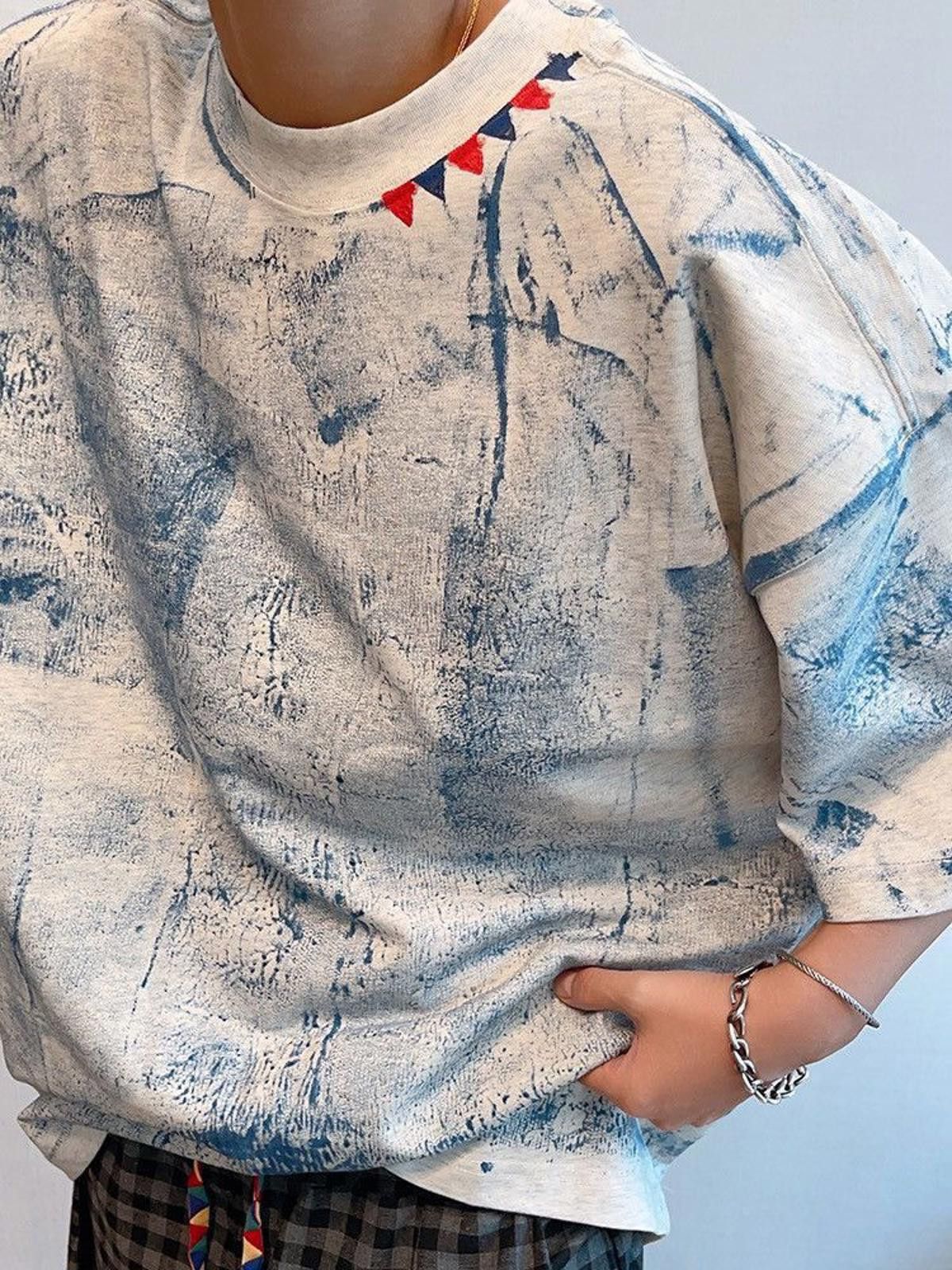 Other Blue Abstract Print T-Shirt with Decorative Accents Size US L / EU 52-54 / 3 - 4 Thumbnail