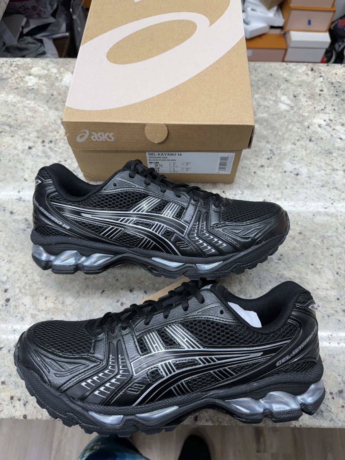Asics Asic Gel Kayano 14s Black/Pure Silver Size US 9.5 / EU 42-43 - 1 Thumbnail