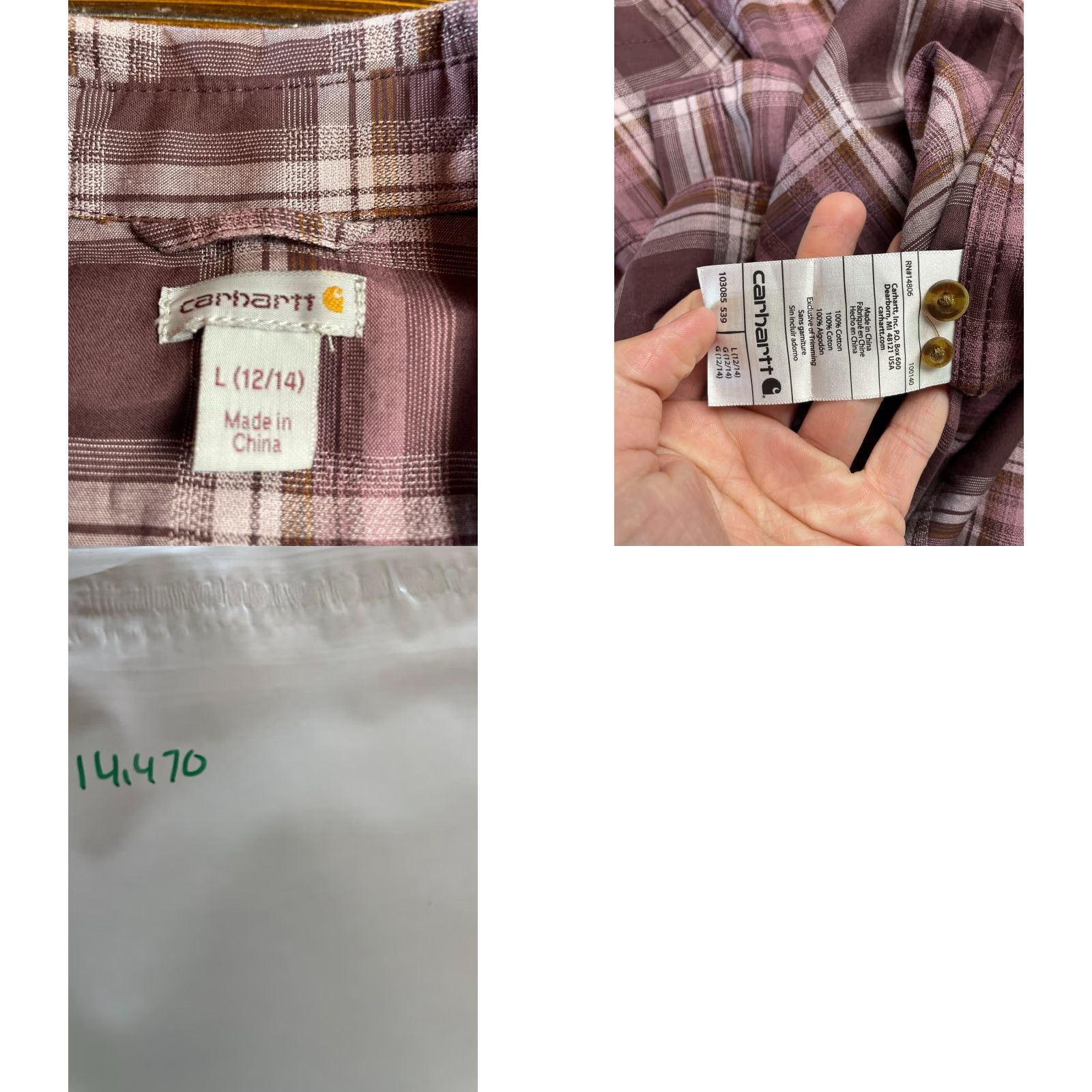 Carhartt VINTAGE Carhartt Shirt Womens L Purple Button Up Plaid Cut Off Sleeve Modified Size L / US 10 / IT 46 - 8 Thumbnail