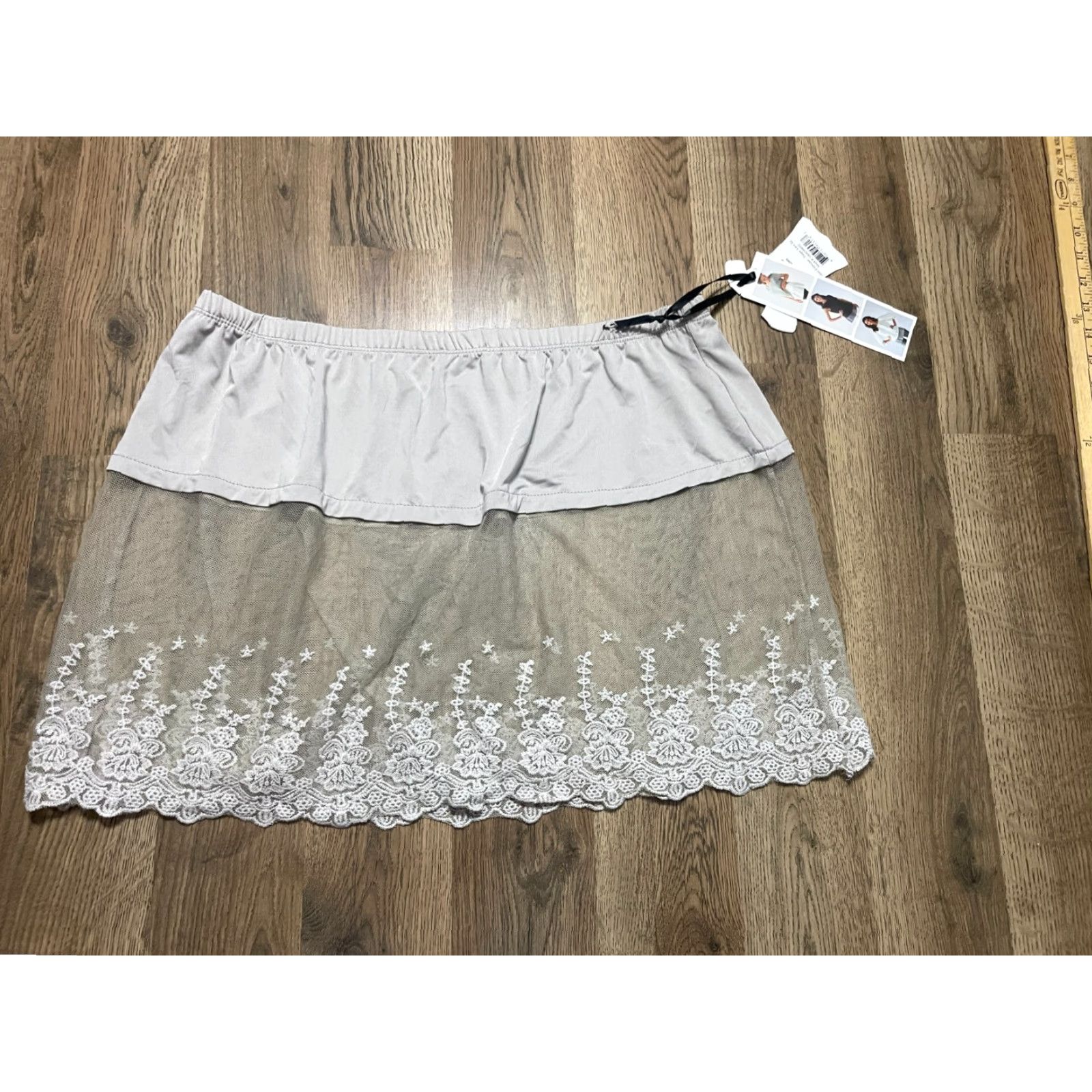 Vintage DEMDACO Skirt Women's XL Gray Slip Lace Pull On NWT Short A-Line Size 40" / US 18 - 2 Thumbnail