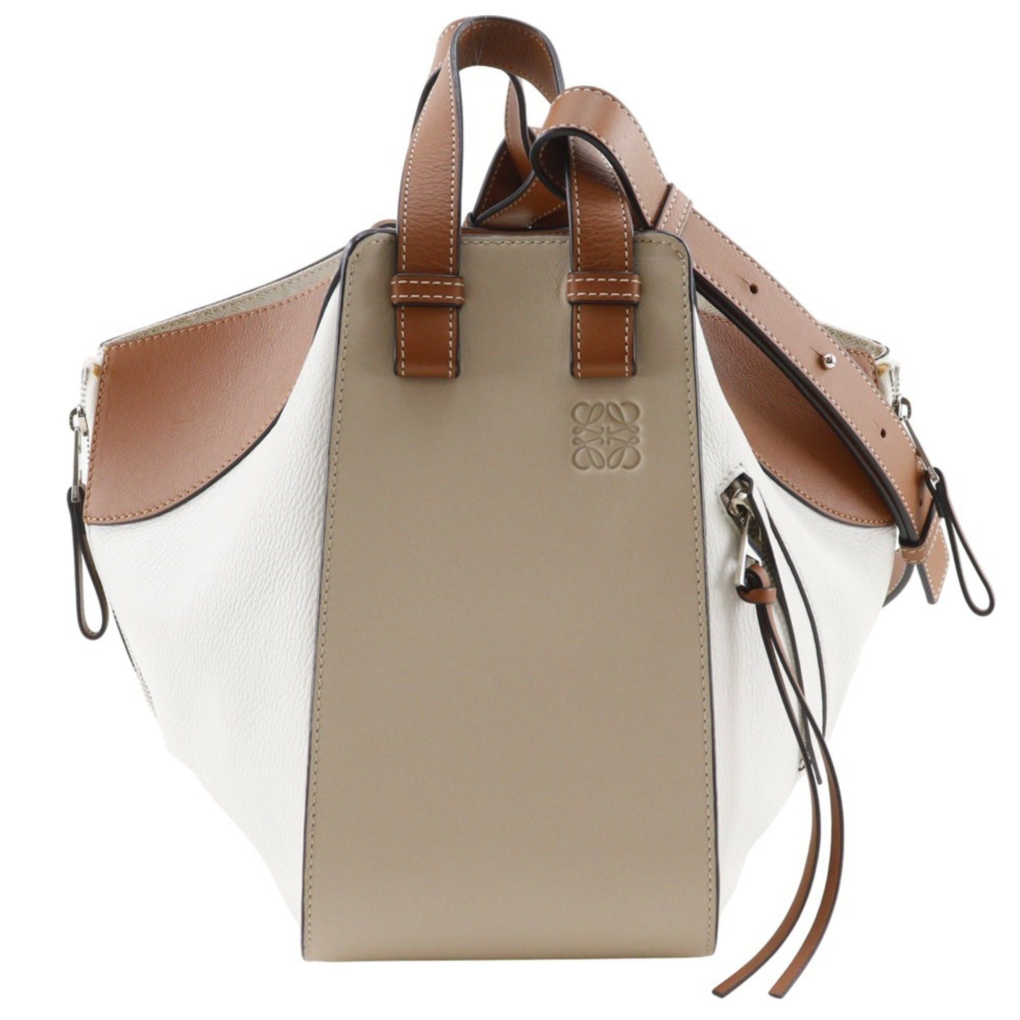 Loewe LOEWE Hammock Small Handbag, 2-Way Shoulder Bag, Brown/White Calfskin, A5 Size, Women's Size ONE SIZE - 1 Thumbnail