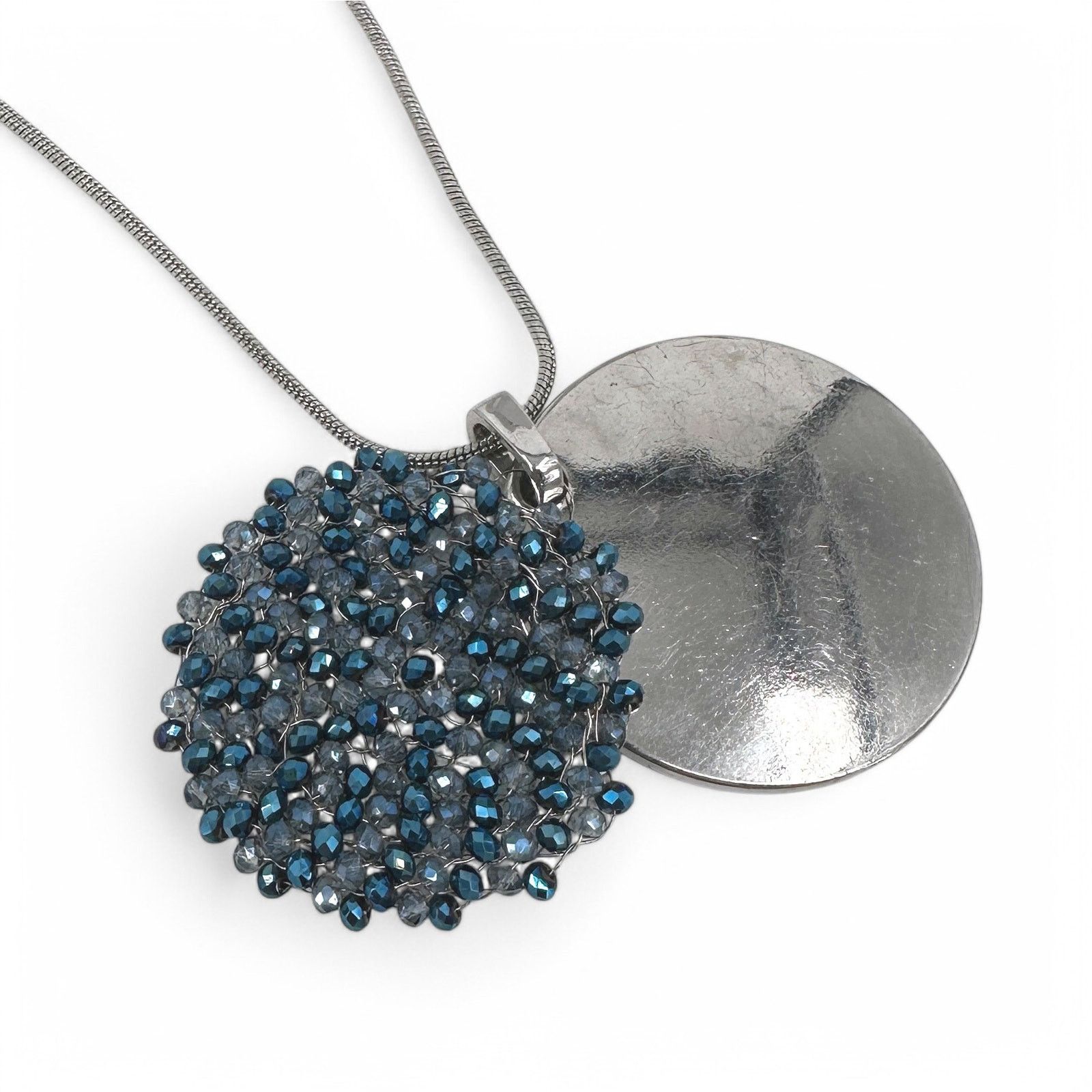 Kenneth Cole Kenneth Cole Crystal Beaded Disc Pendant Necklace Blue Size ONE SIZE - 5 Thumbnail