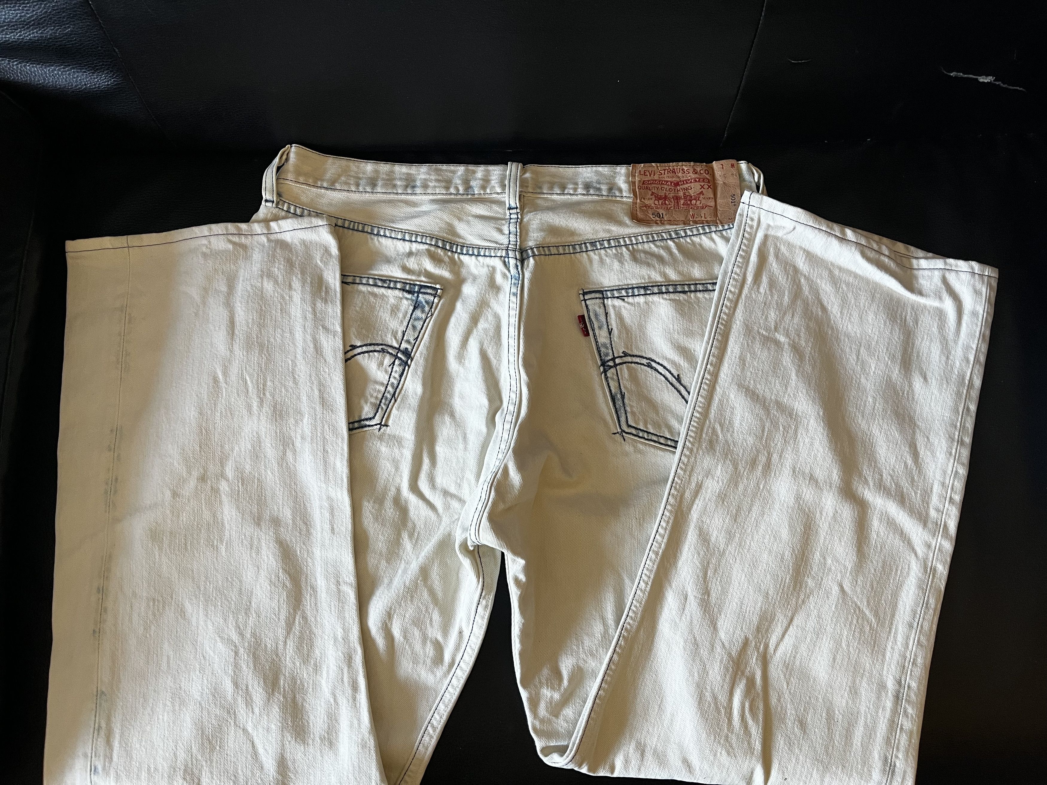 Levi's Vintage Clothing Vintage Levi’s 501 White Jeans – Rare, T01 Button Size US 34 / EU 50 - 1 Thumbnail