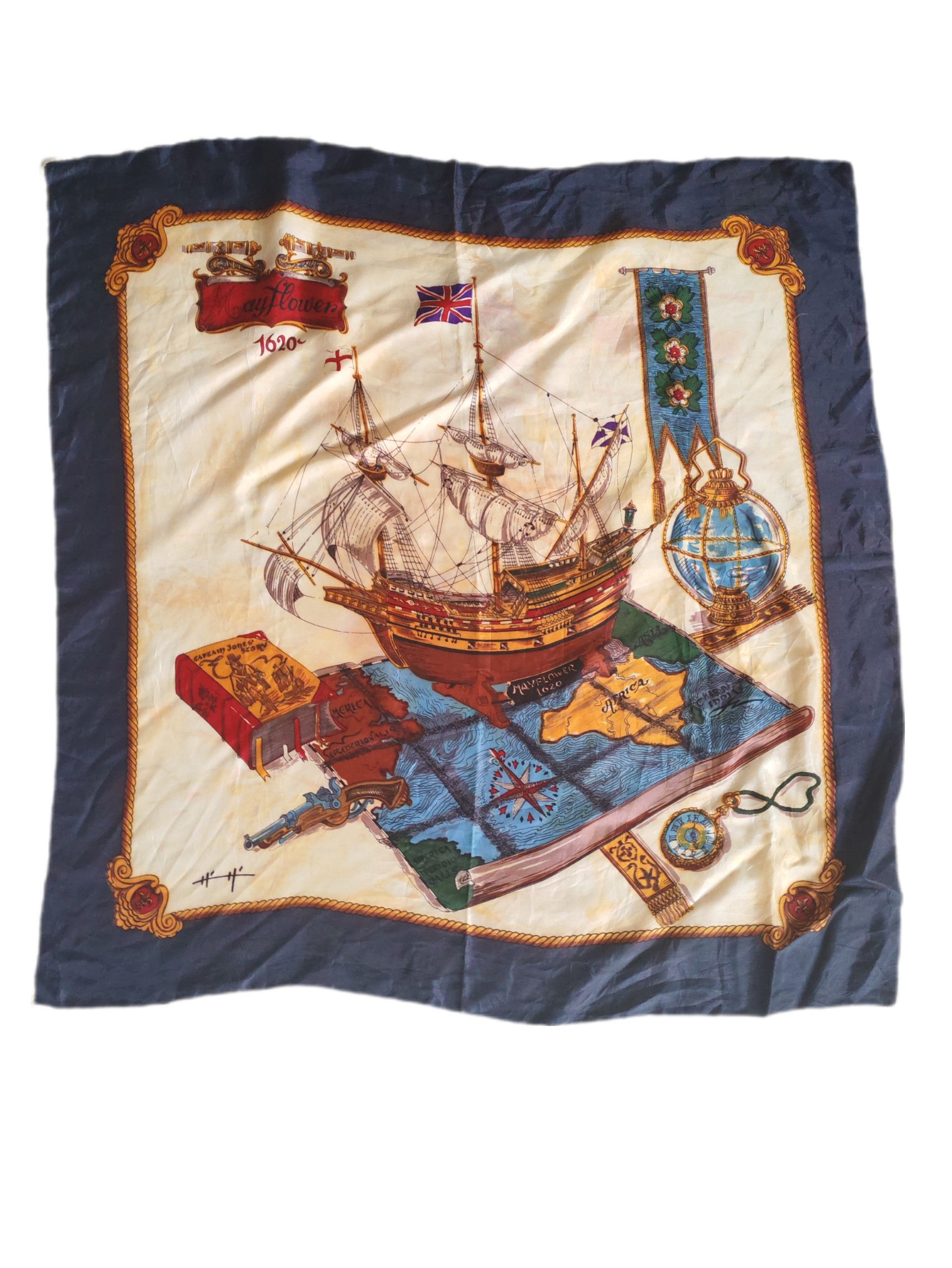 Other 1960s Mayflower VINTAGE SAILING SHIP Scarf Size ONE SIZE - 1 Thumbnail