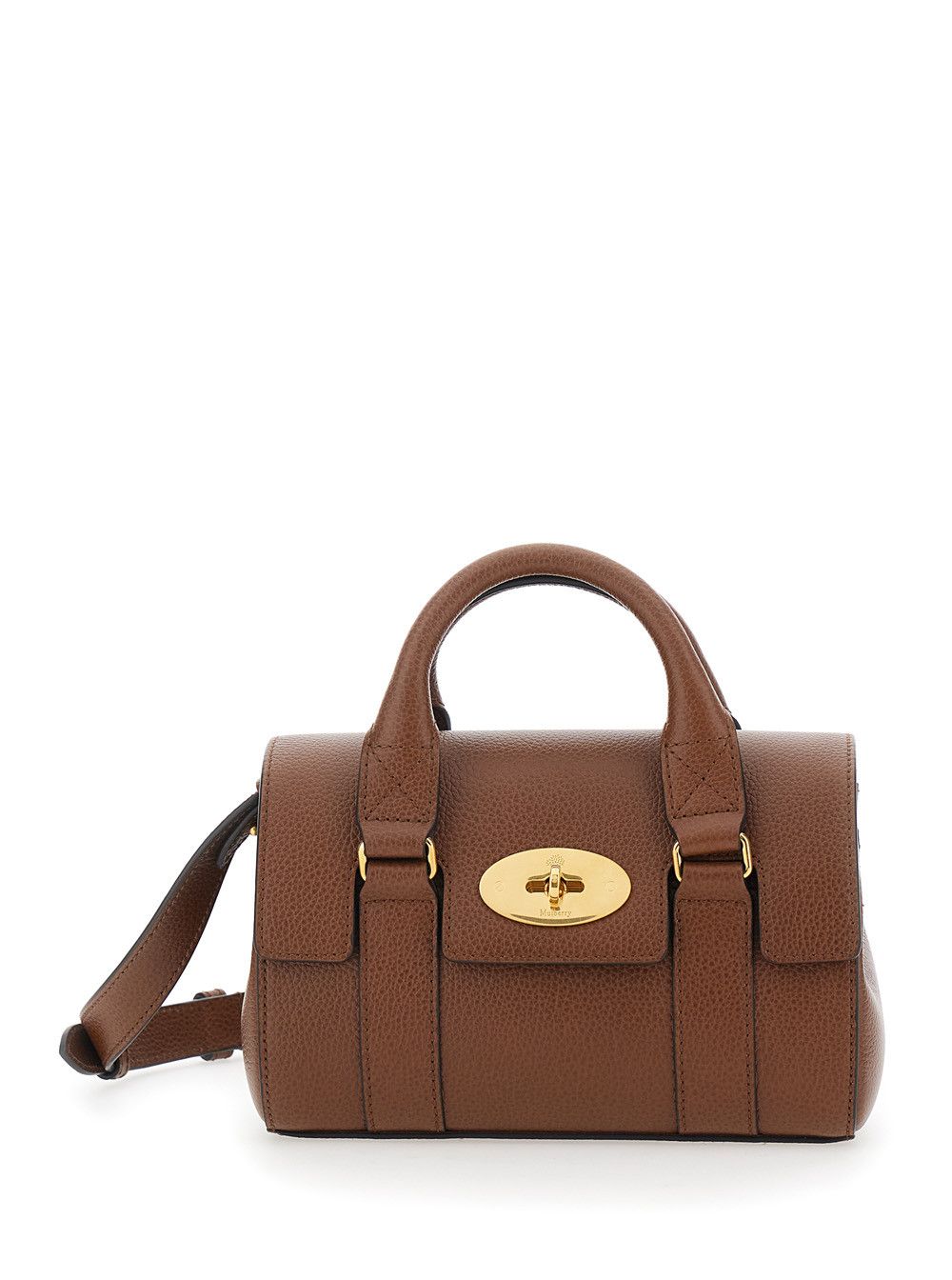 Mulberry Handbag 'Bayswater Mini' with Turnlock Closure in Brown Pebbled Leather Size ONE SIZE - 1 Thumbnail