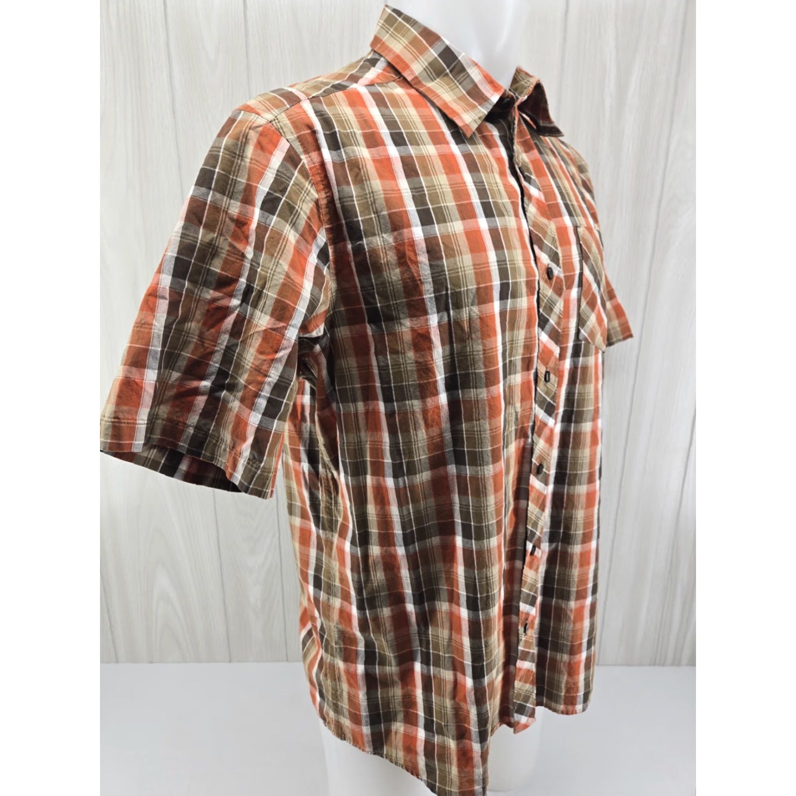 Marmot Marmot Mens Brown Orange Plaid Short Sleeve Button Up Shirt Size Large Size US L / EU 52-54 / 3 - 6 Thumbnail