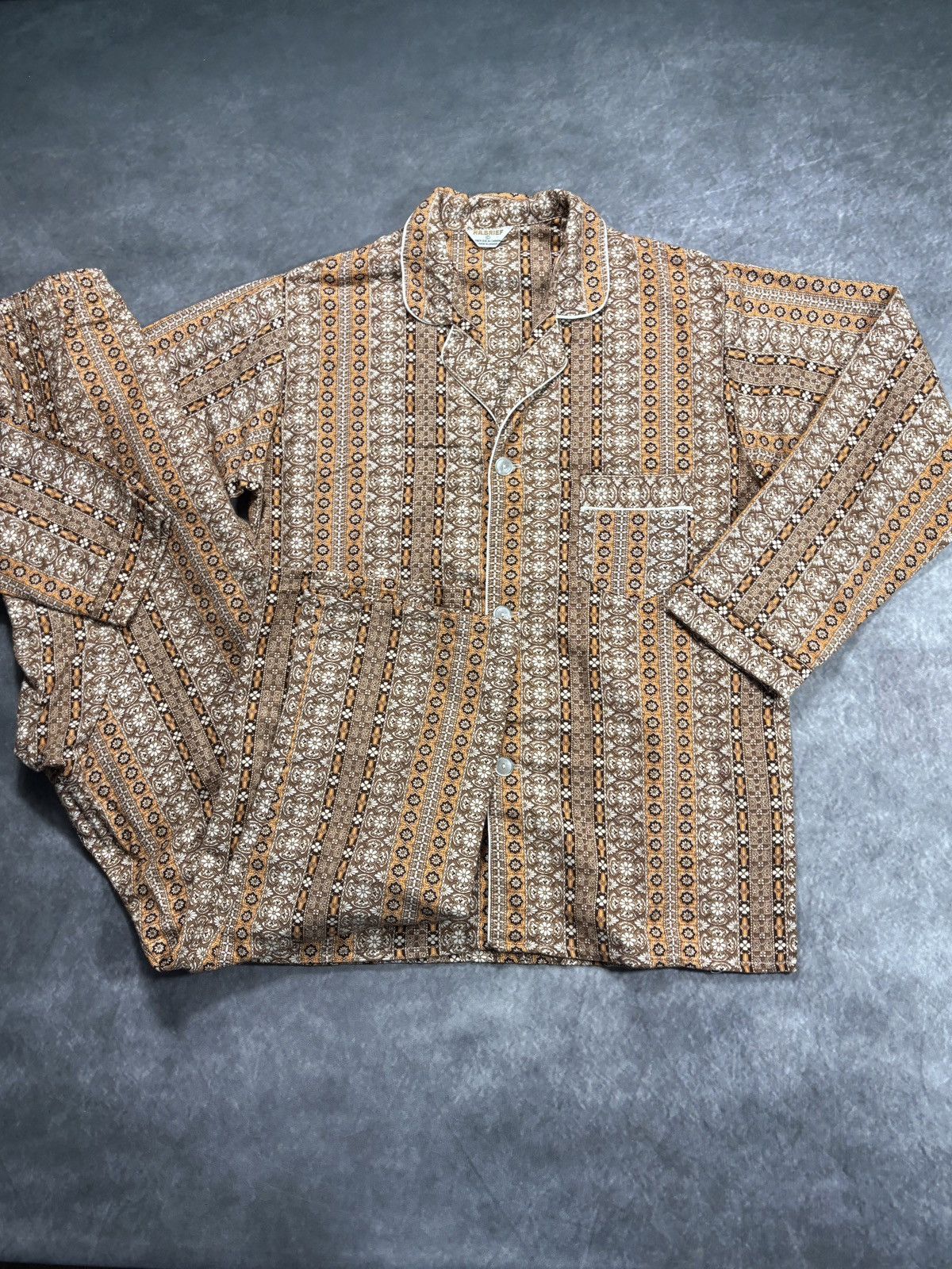 Vintage True Vintage Pajama Set 60s 1970s Matching 2pc Sleep Suit Size US 32 / EU 48 - 3 Thumbnail