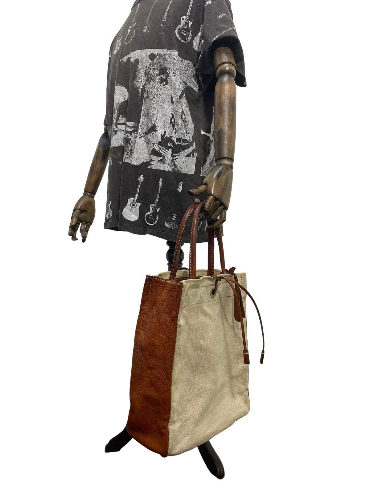 Japanese Brand Tote Bag Beau Dessin Au Artisan Leather Cotton Canvas 1🟩 Size ONE SIZE - 2 Thumbnail