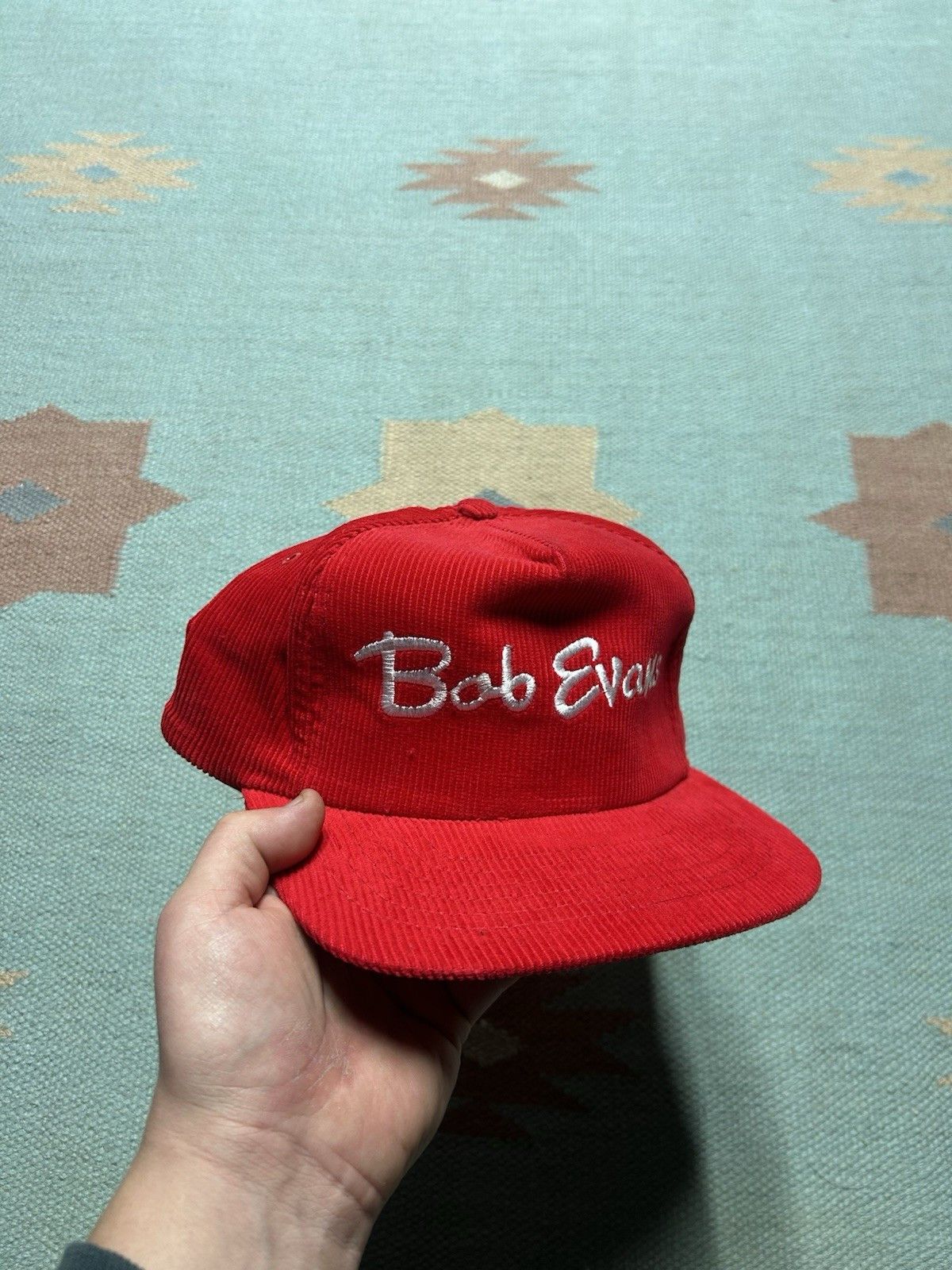 Vintage Vintage SnapBack hat corduroy bob Evans restaurant food red Size ONE SIZE - 1 Thumbnail