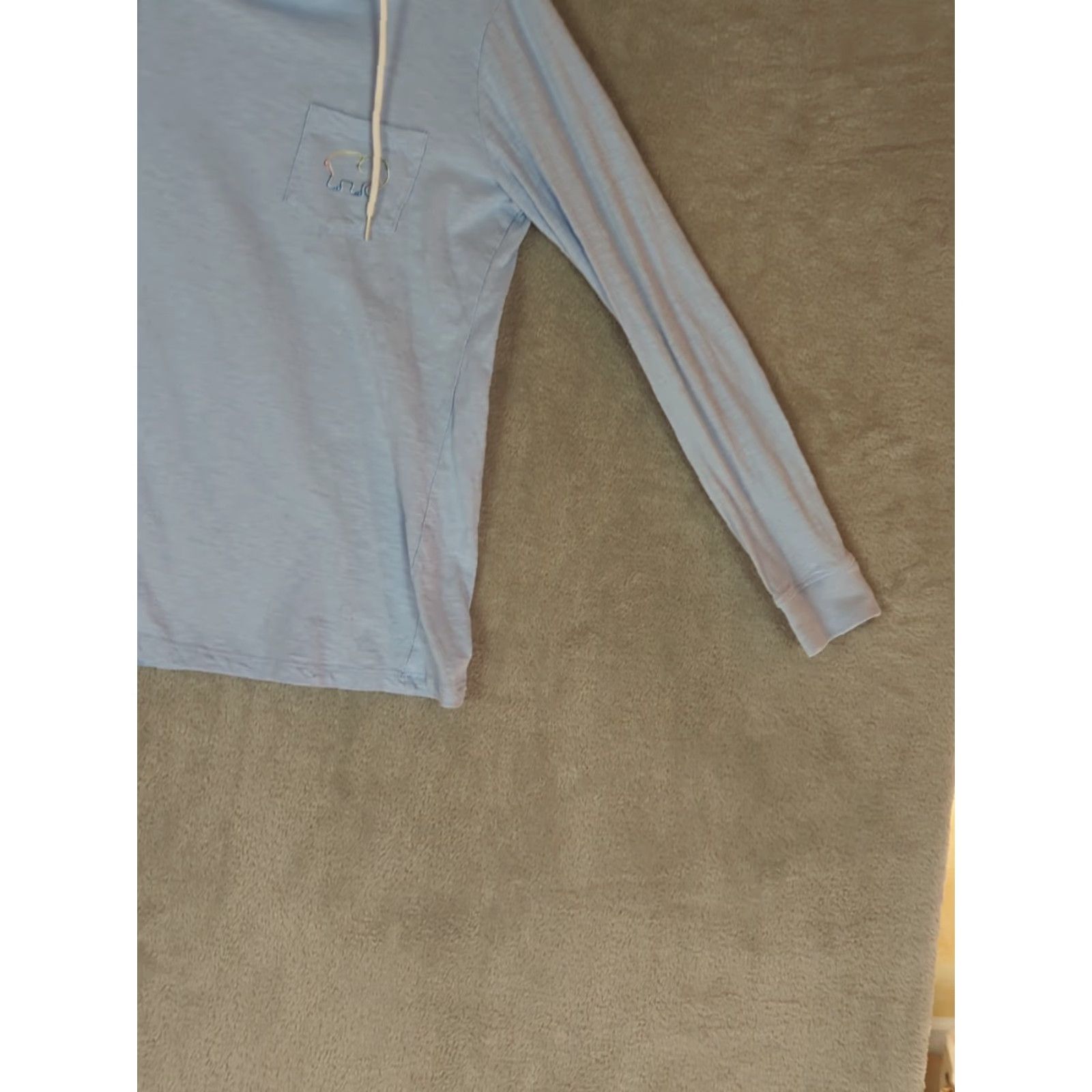 Vintage Ivory Ella Blue Long Sleeve T-Shirt Hoodie M Women Casual Beachy 100% Cotton Jersey Solid Size M / US 6-8 / IT 42-44 - 2 Thumbnail