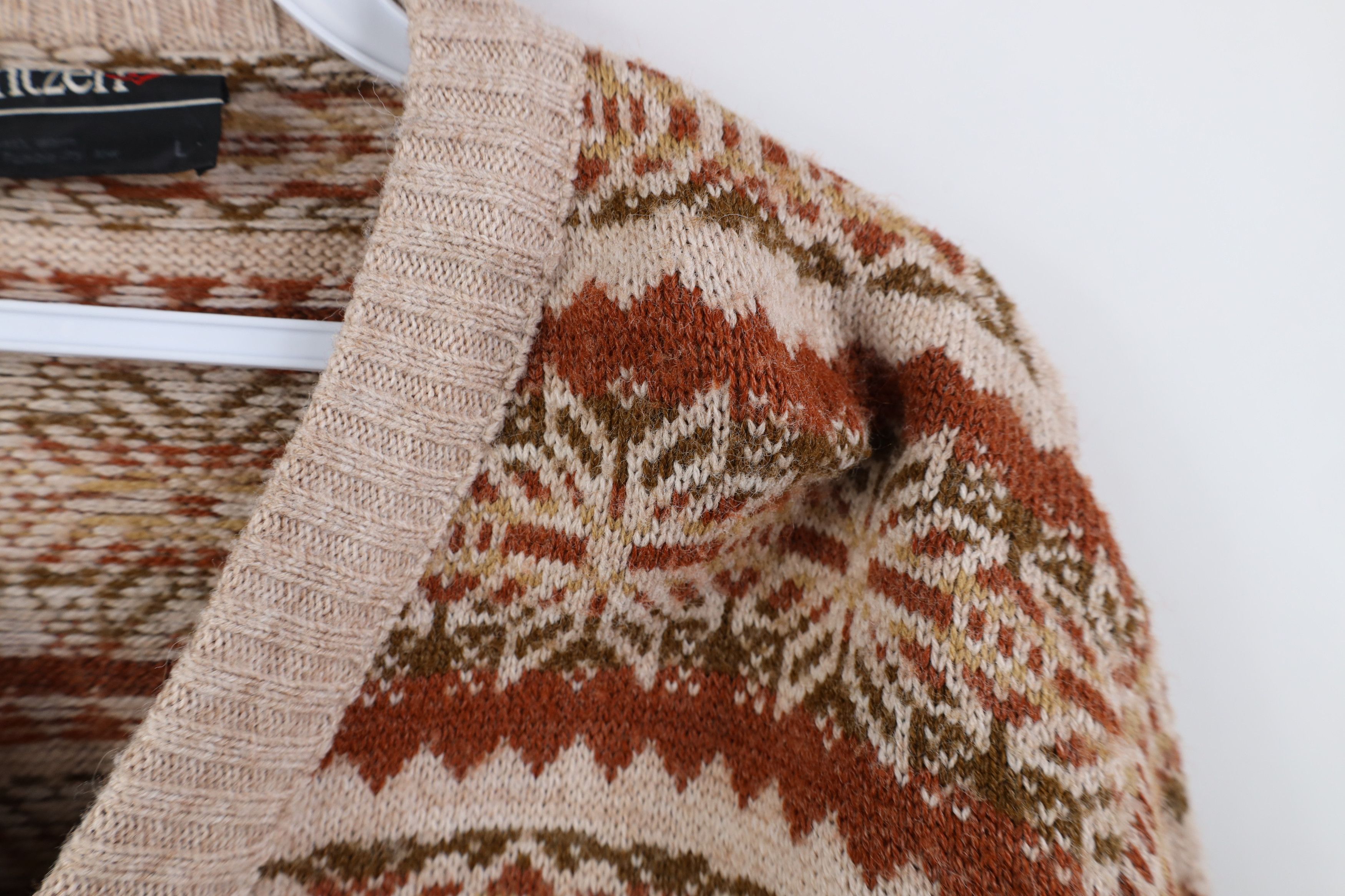 Vintage Vintage 70s Streetwear Fair Isle Ribbed Cable Knit Sweater Size US L / EU 52-54 / 3 - 5 Thumbnail