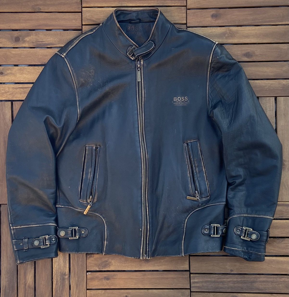 Hugo Boss 🟤Rare Vintage Hugo Boss Leather Jacket🟤 Size US S / EU 44-46 / 1 - 8 Thumbnail