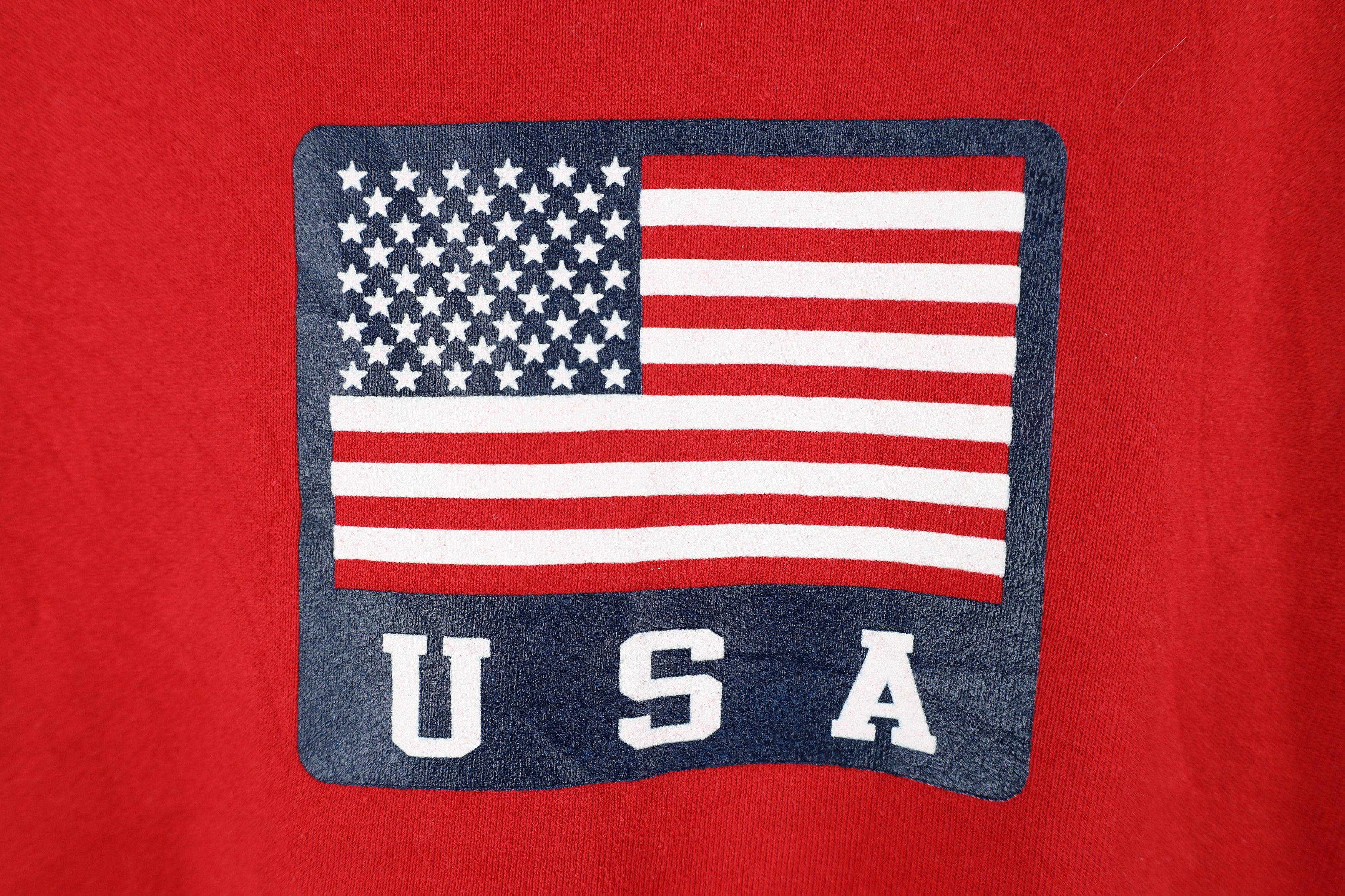 Russell Athletic Vintage 90s Russell Athletic Spell USA Flag Sweatshirt Red Size US L / EU 52-54 / 3 - 4 Thumbnail
