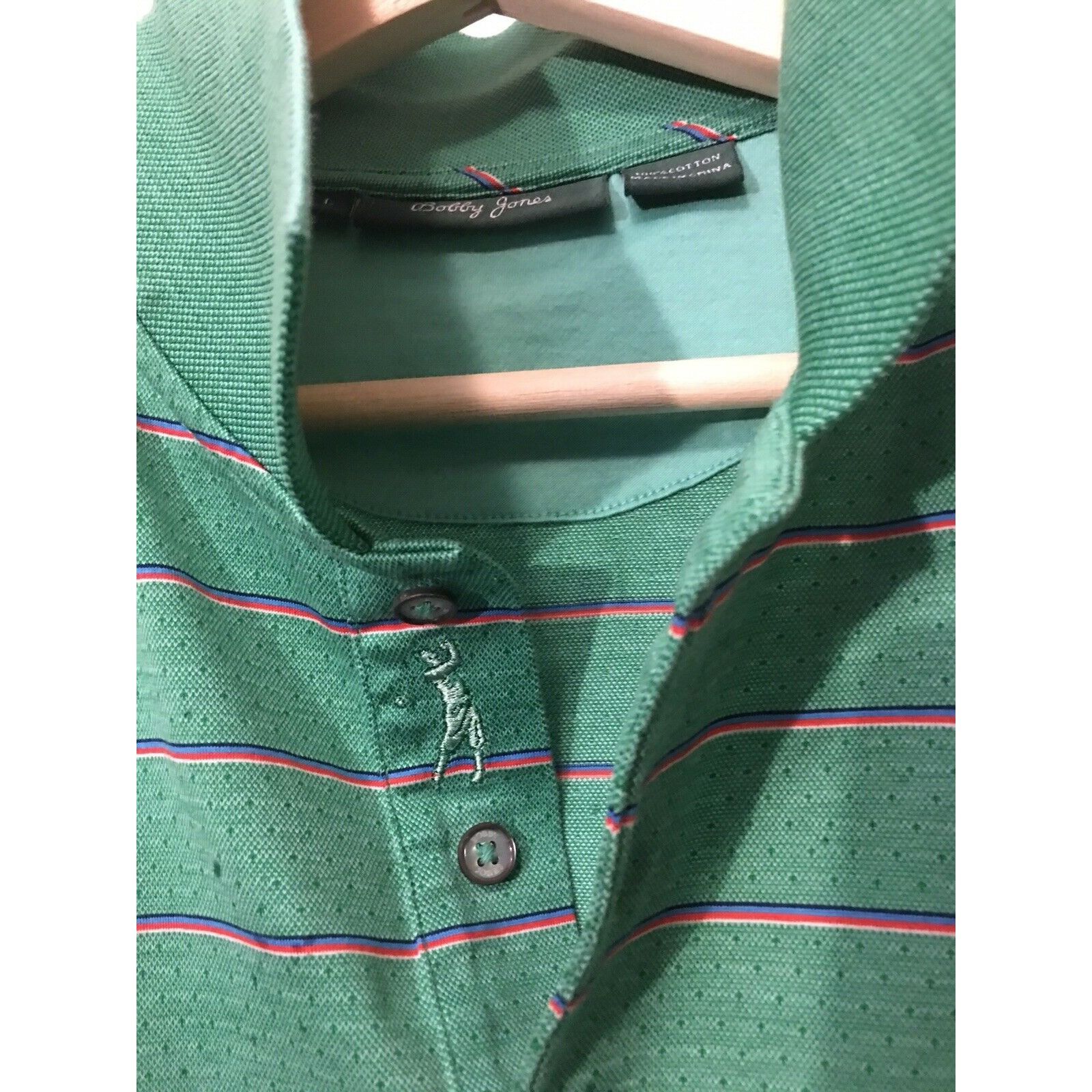 Bobby Jones Bobby Jones Men’s Sz L Polo Shirt Green Stripe Cotton Valero Size US L / EU 52-54 / 3 - 8 Thumbnail