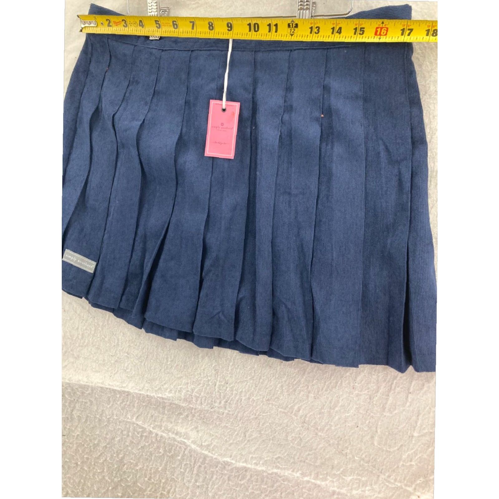 Vintage Simply Southern Collection Blue Pleated Short Skirt Womens XL New Size 40" / US 18 - 2 Thumbnail