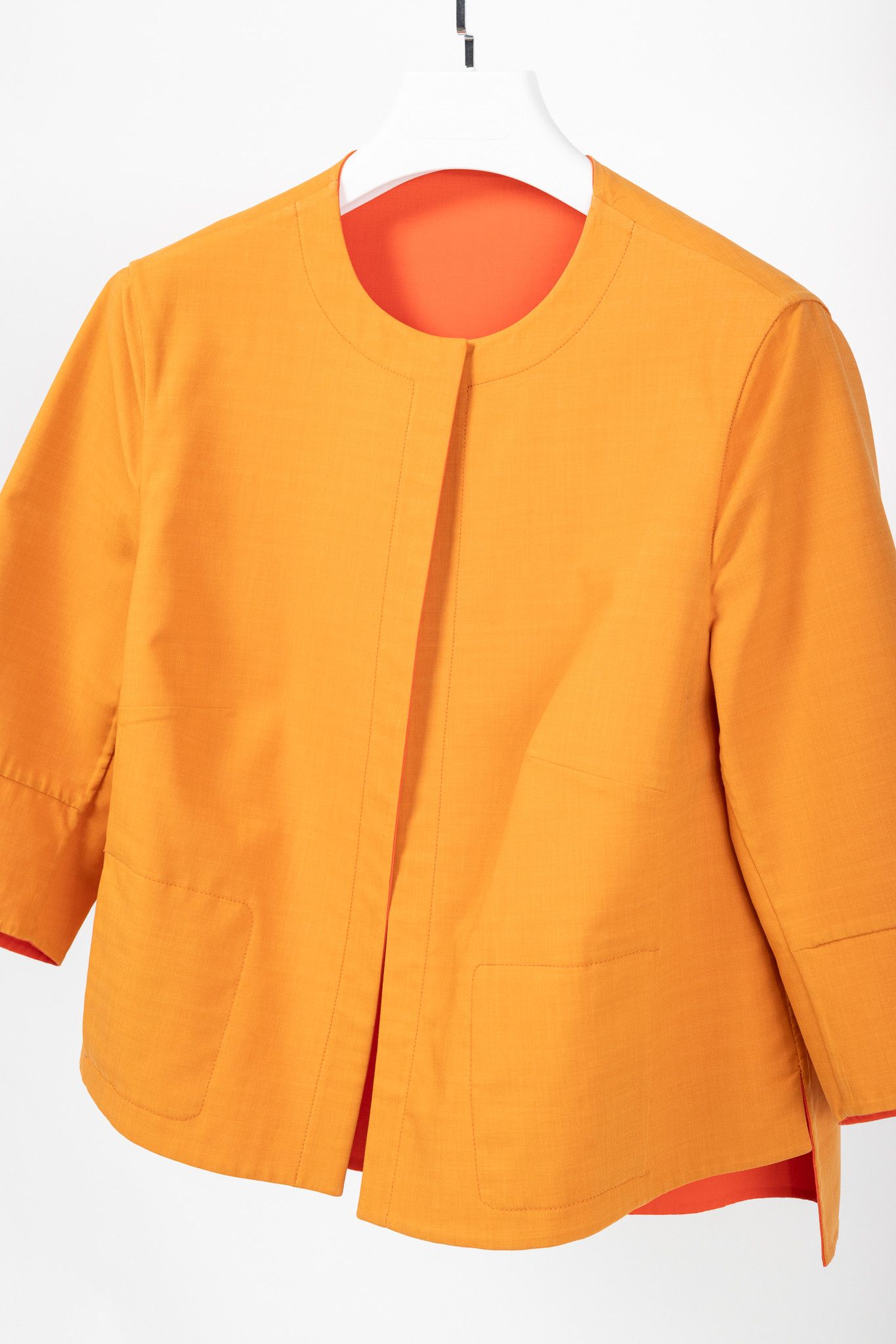 Akris Akris Reversible Firecracker Orange Cotton Trapeze Jacket Size XL / US 12-14 / IT 48-50 - 6 Thumbnail