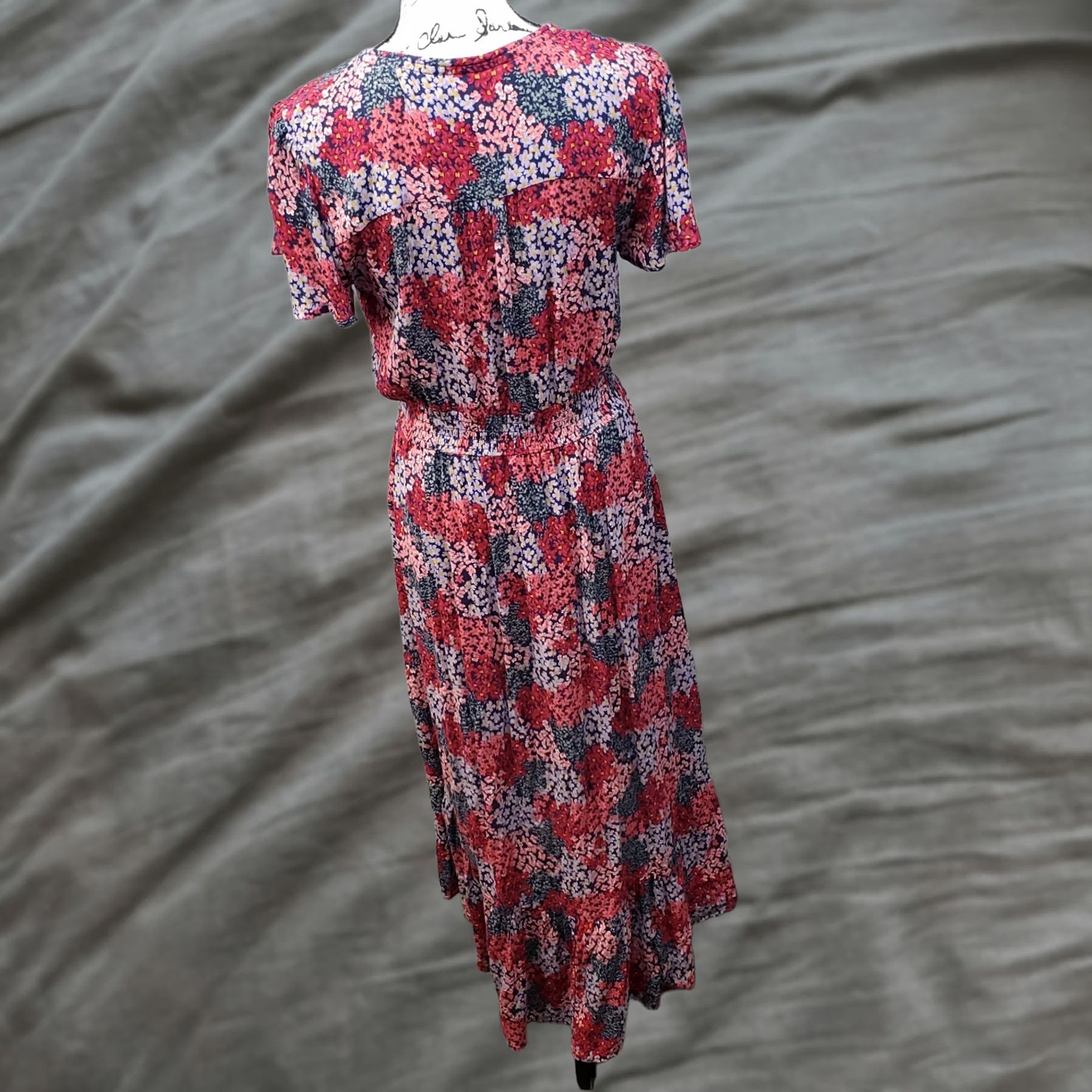 maxi knox rose dresses Knox Rose Floral Mixed Print Short Sleeve Maxi Dress- Size L